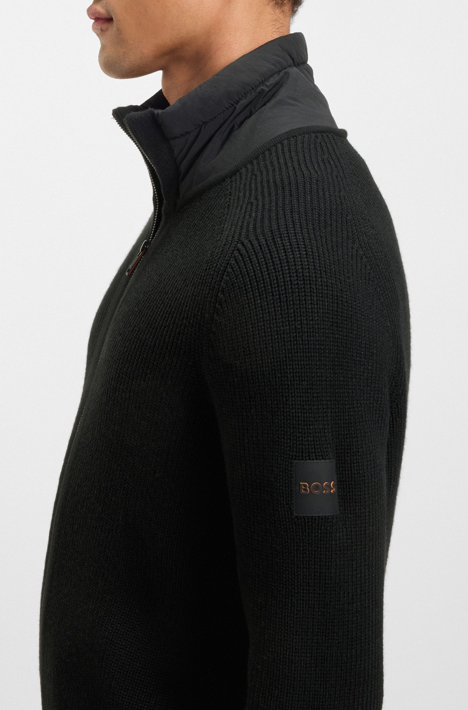 【BOSS博斯】带衬垫宽松版型针织夹克