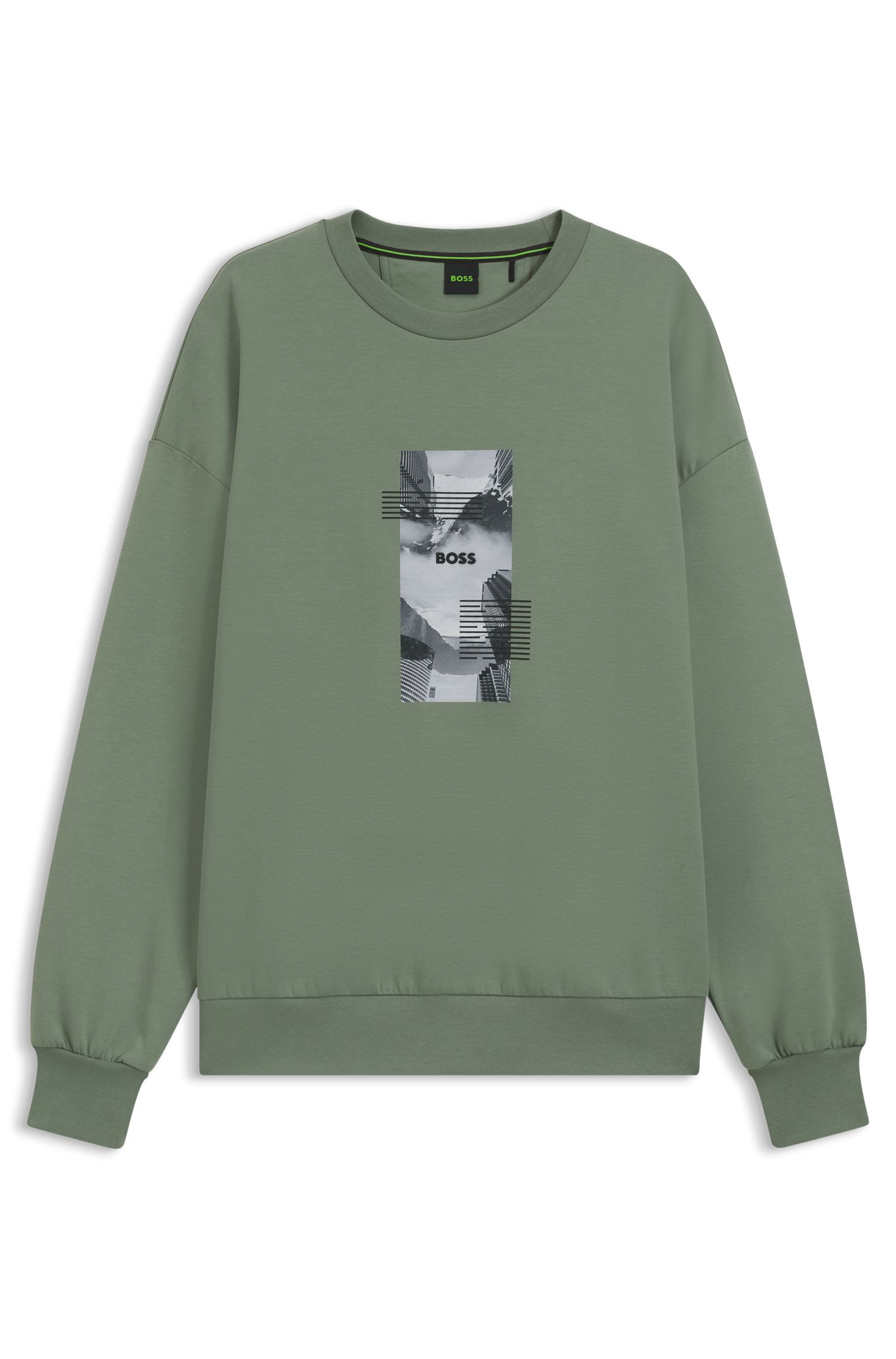 【BOSS博斯】照片印花棉质混纺宽大版型运动衫