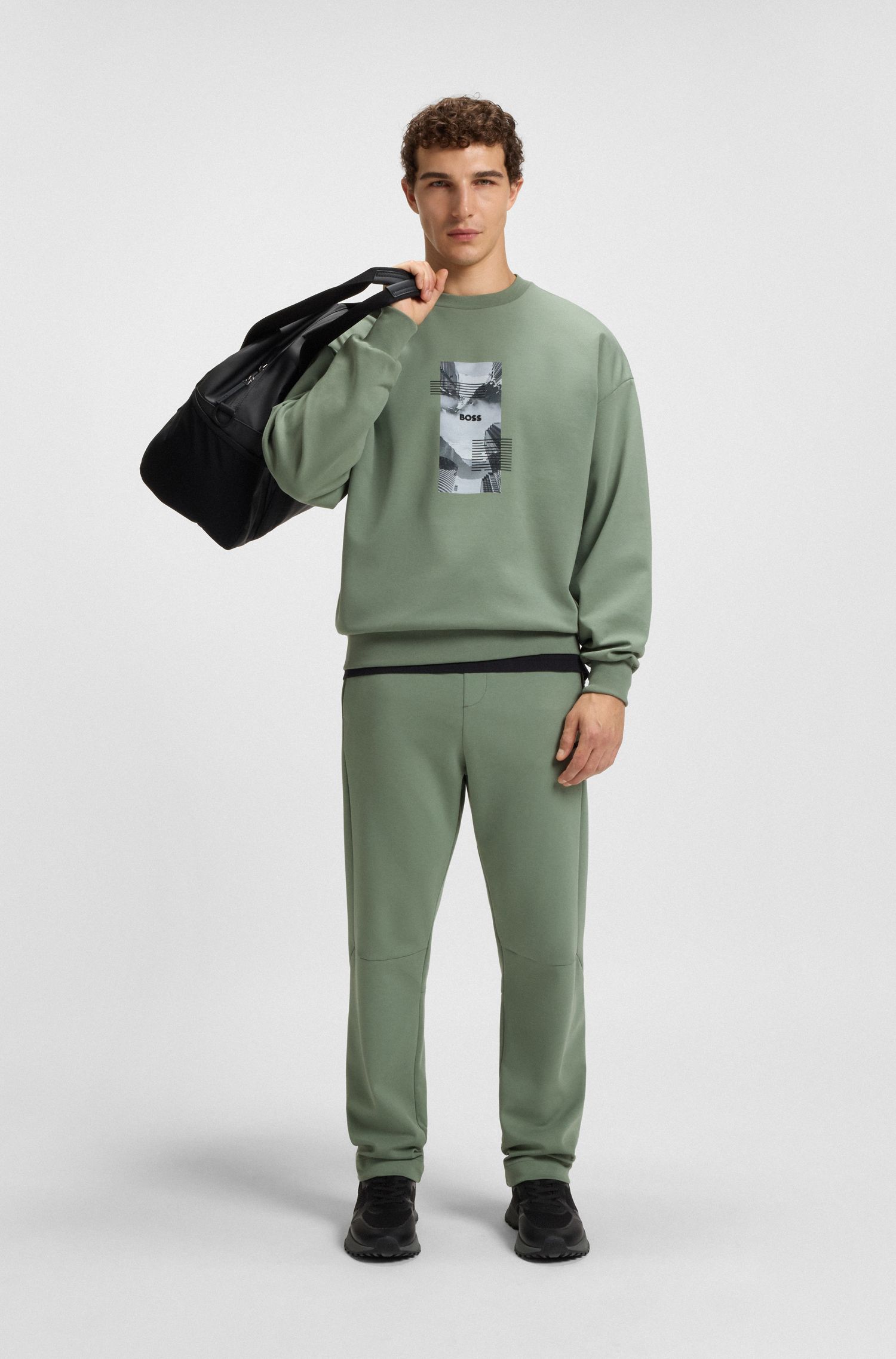 【BOSS博斯】照片印花棉质混纺宽大版型运动衫