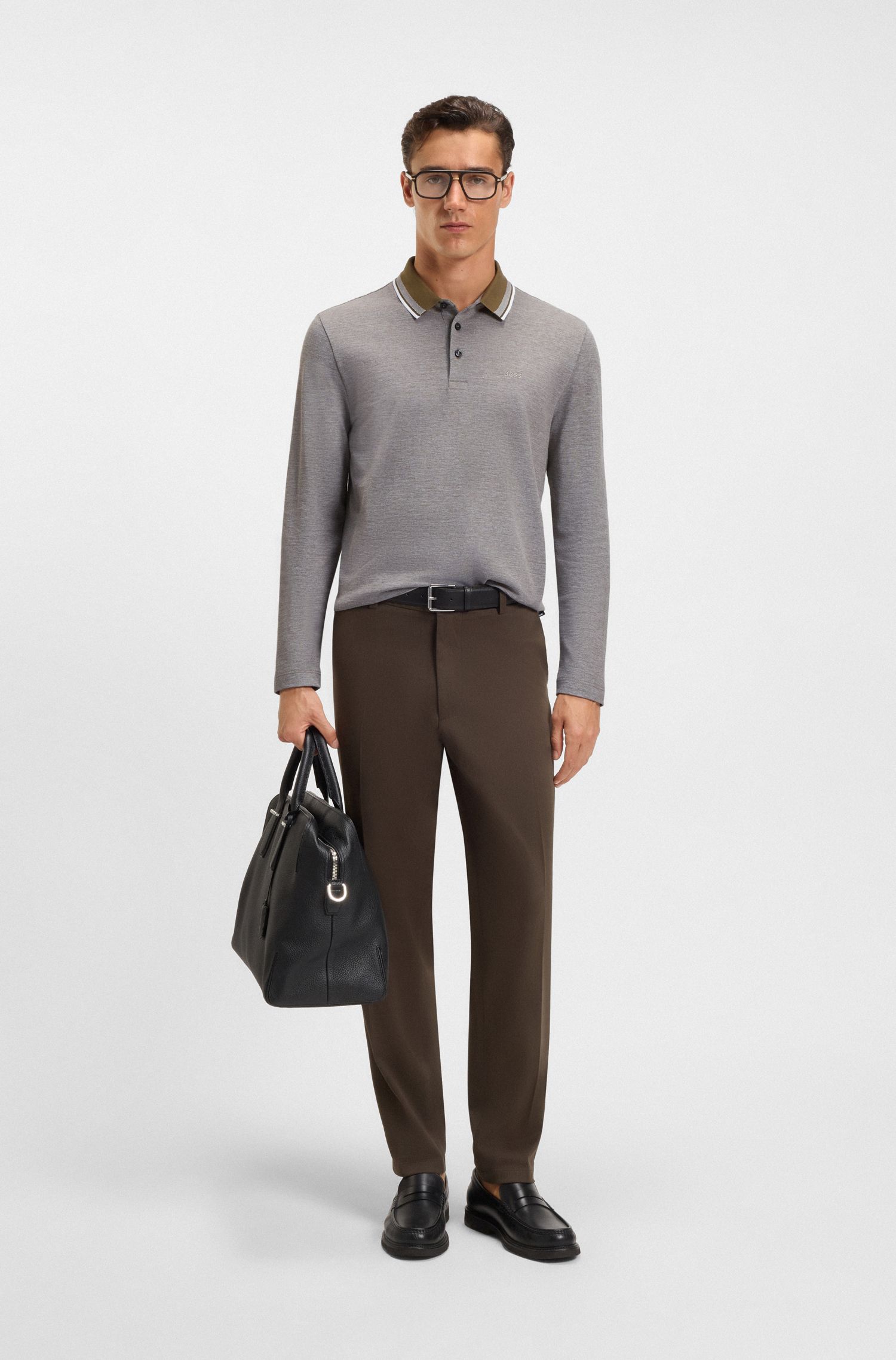 【BOSS博斯】徽标细节棉质珠地布 Polo 衫