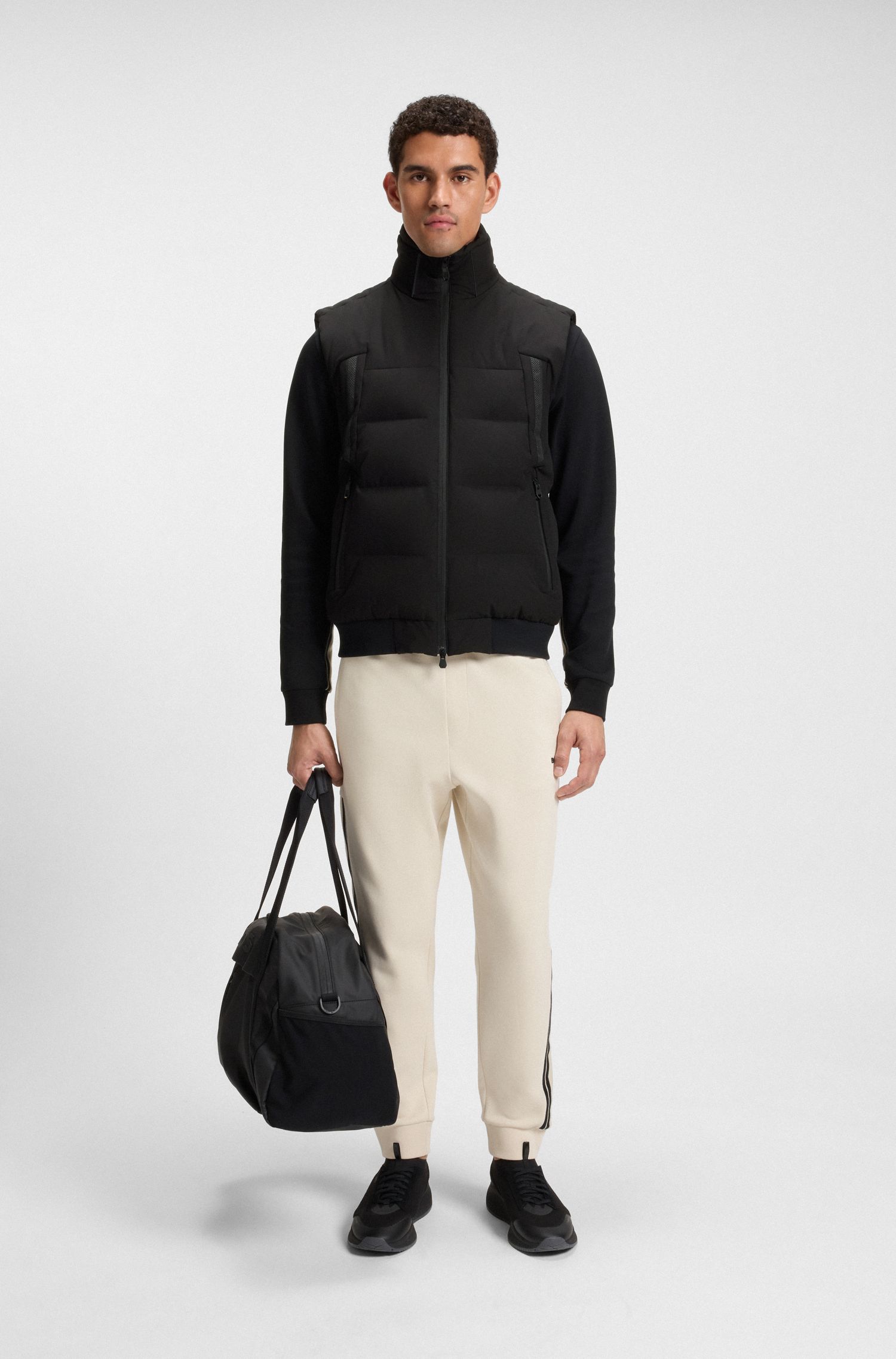 【BOSS博斯】可拆卸衣袖和风帽羽绒填充飞行员夹克