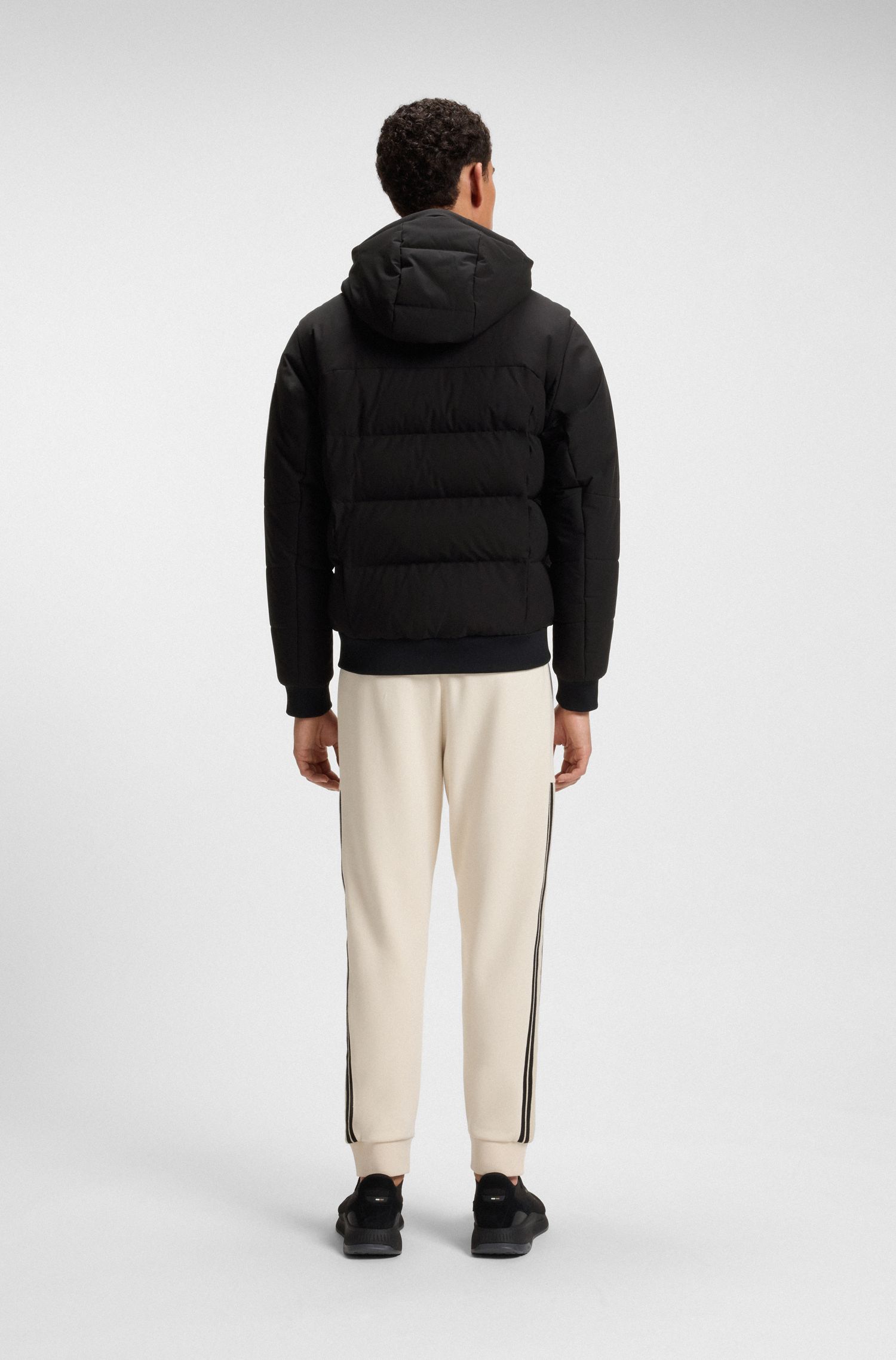 【BOSS博斯】可拆卸衣袖和风帽羽绒填充飞行员夹克