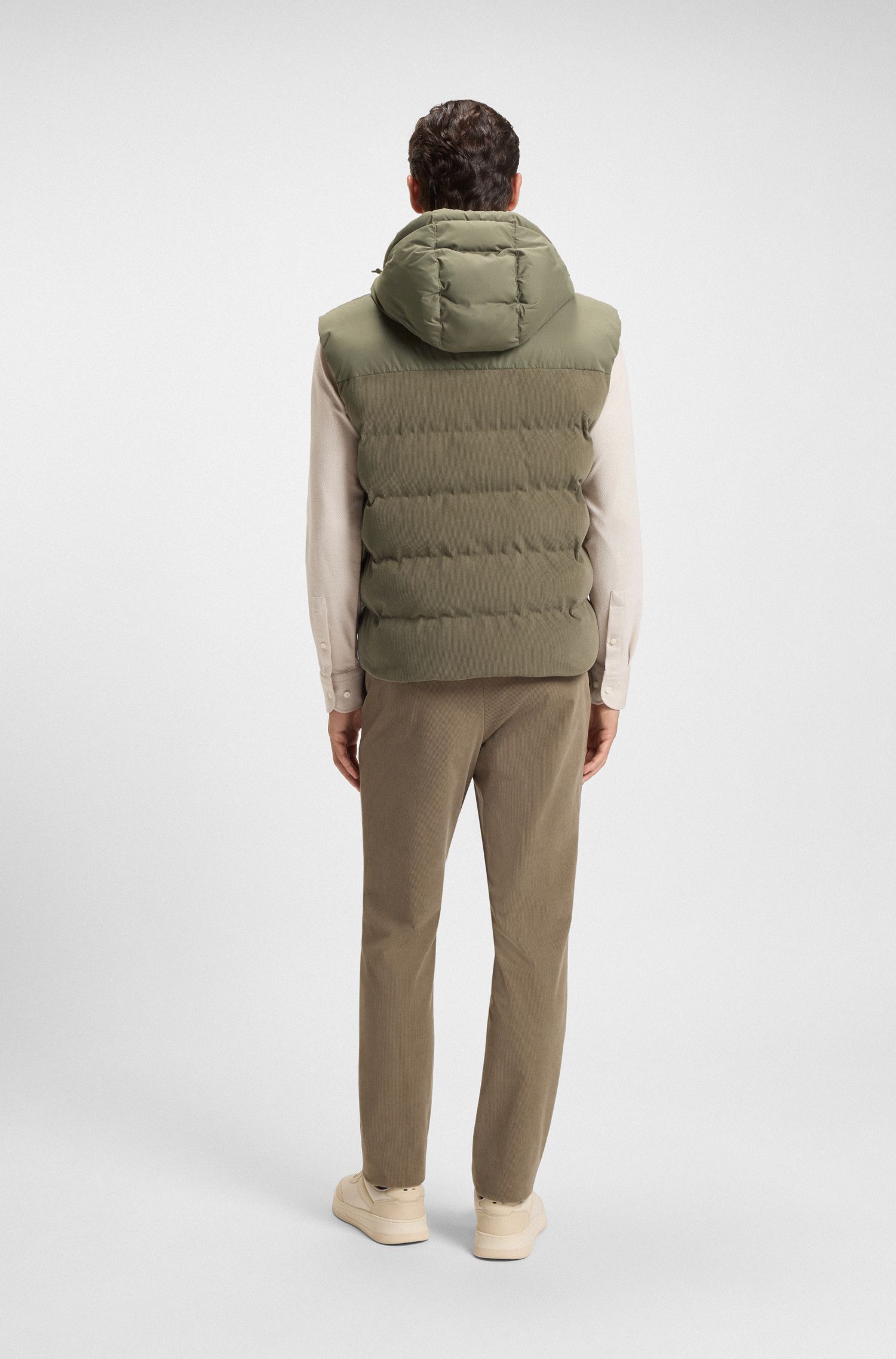 【BOSS博斯】灯芯绒镶片拉链马甲