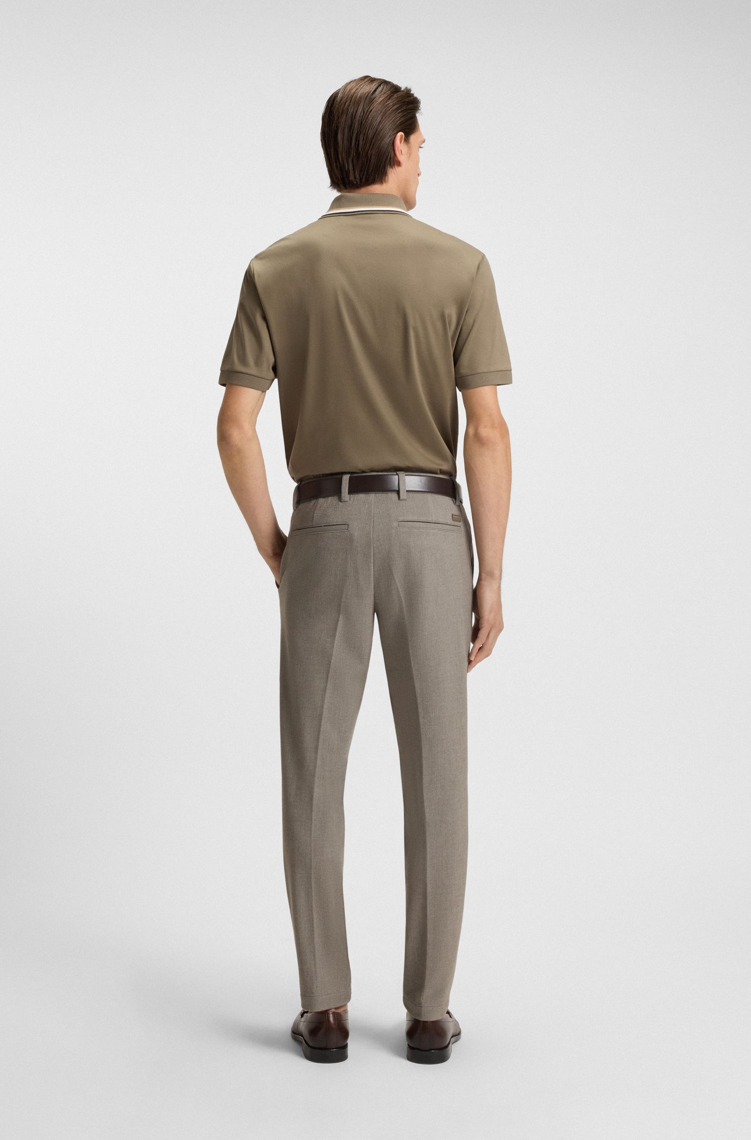 【BOSS博斯】人字纹拉绒面料修身裤