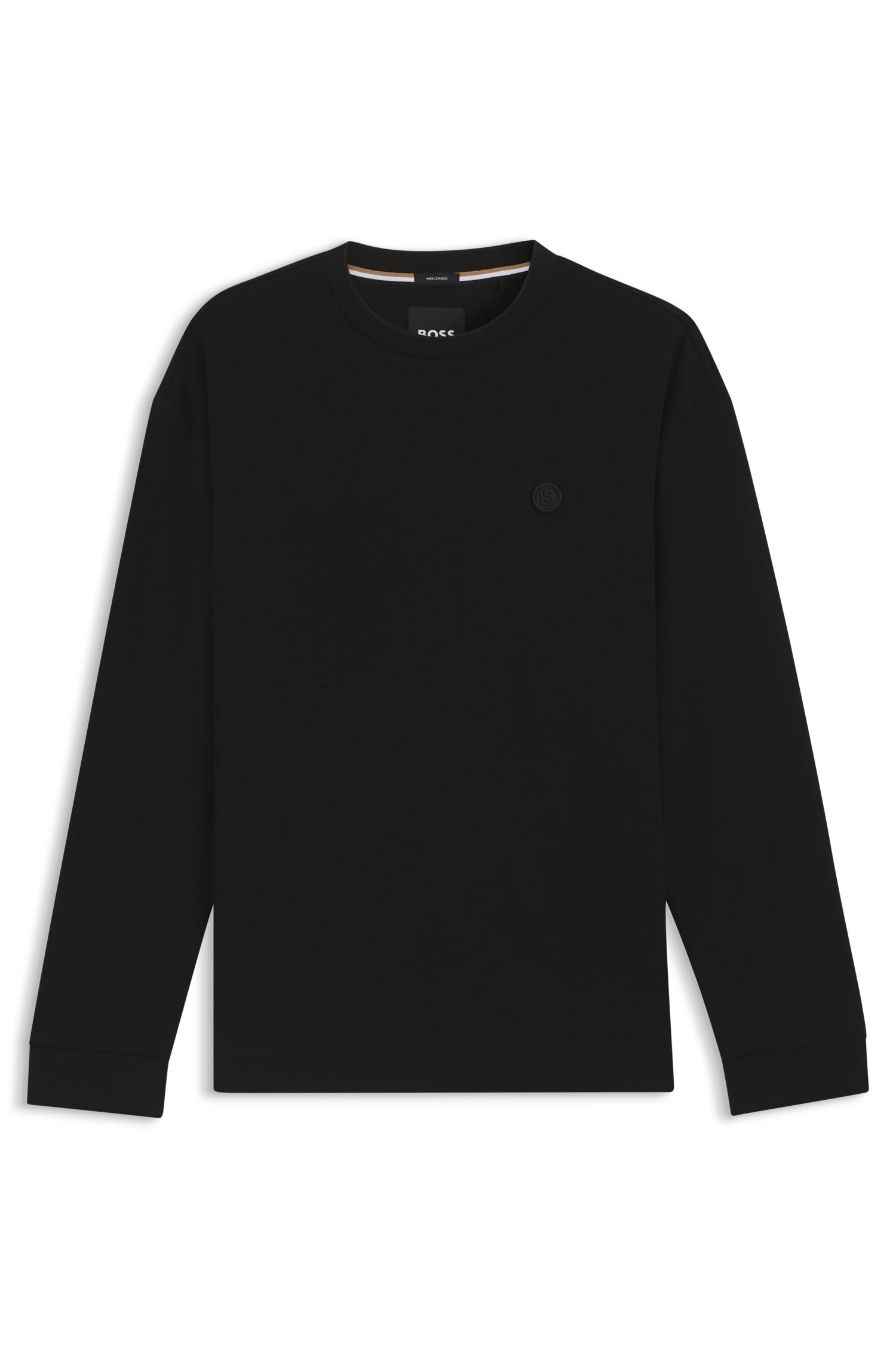 【BOSS博斯】双 B 造型交织字母装饰丝光棉质 T 恤