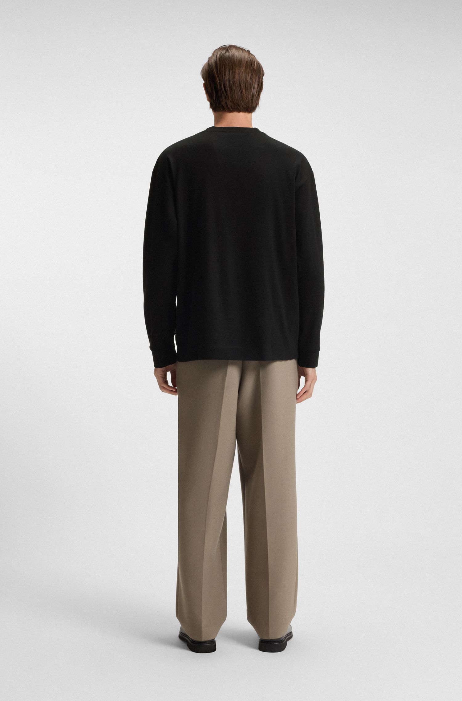 【BOSS博斯】双 B 造型交织字母装饰丝光棉质 T 恤