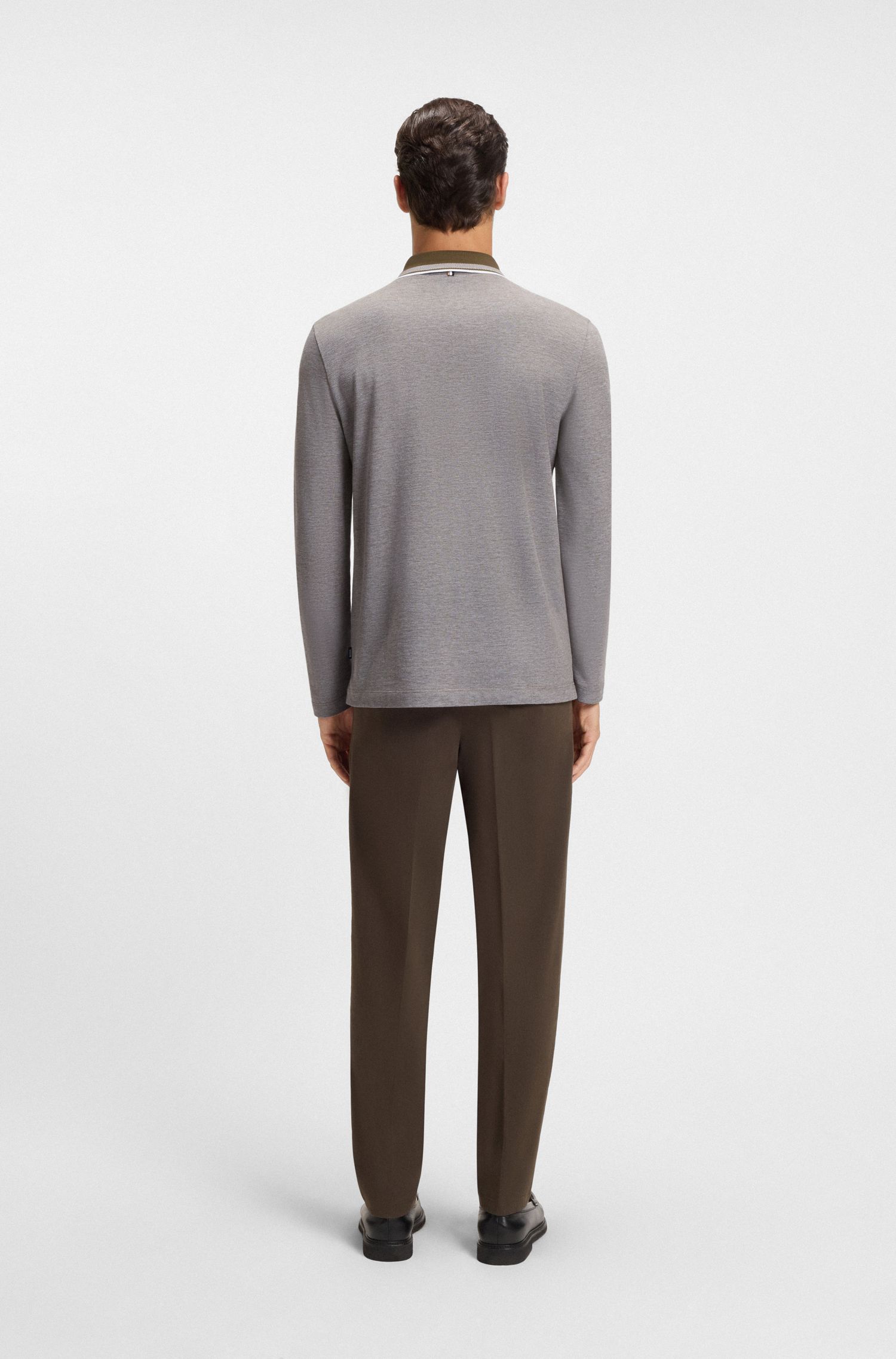 【BOSS博斯】徽标细节棉质珠地布 Polo 衫