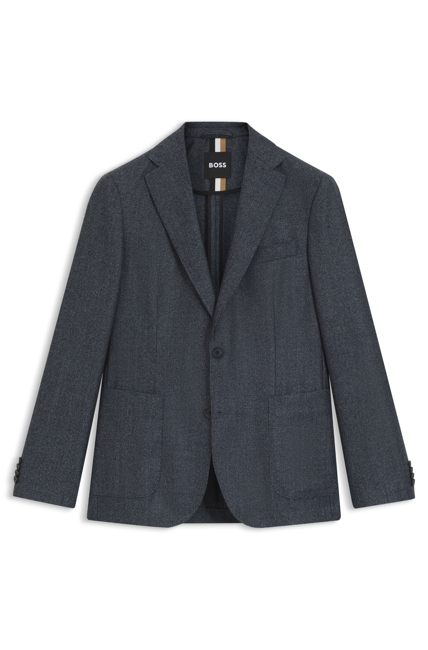 【BOSS博斯】微图案装饰羊毛修身西装外套