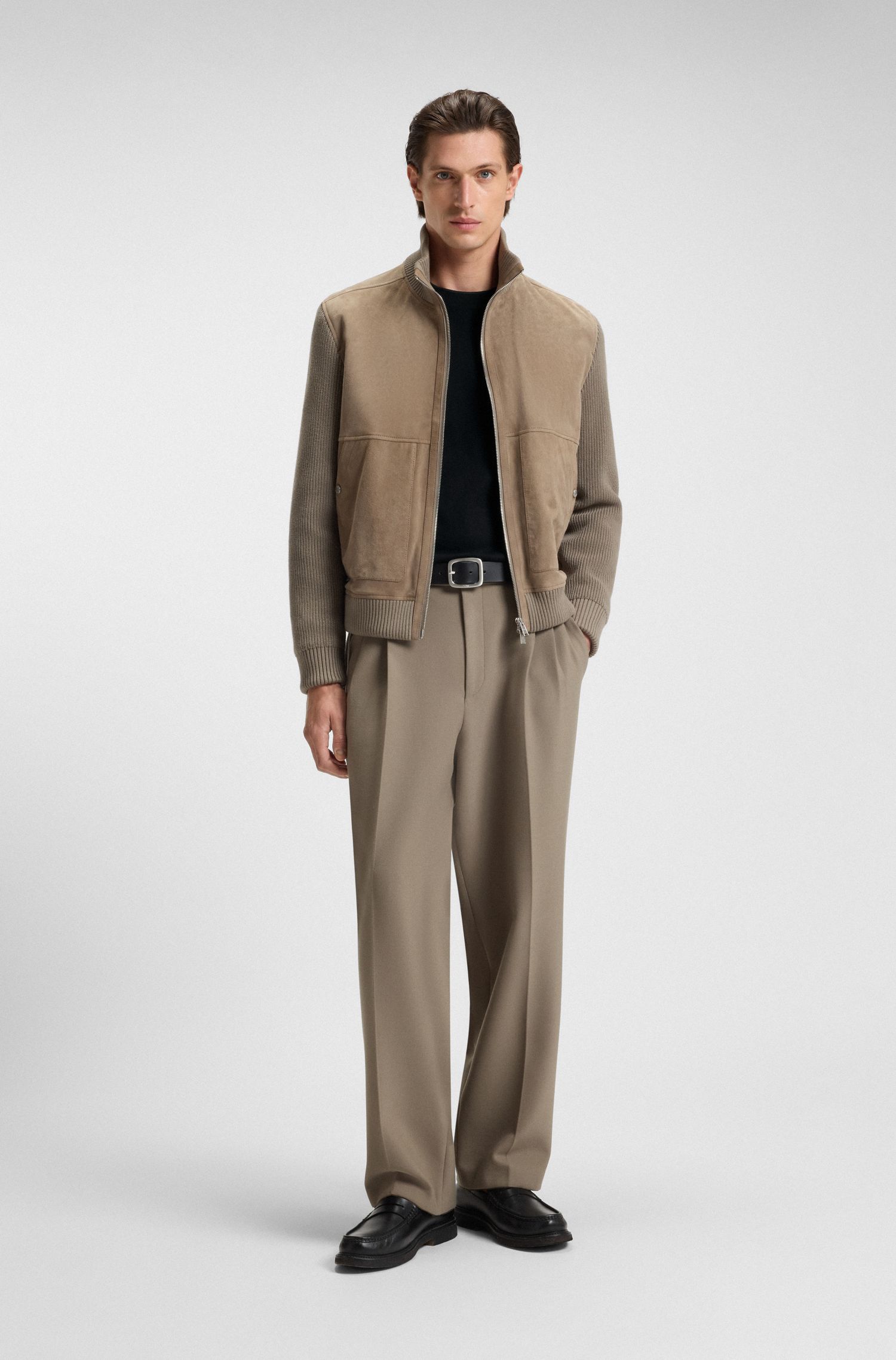 【BOSS博斯】双 B 造型交织字母装饰丝光棉质 T 恤