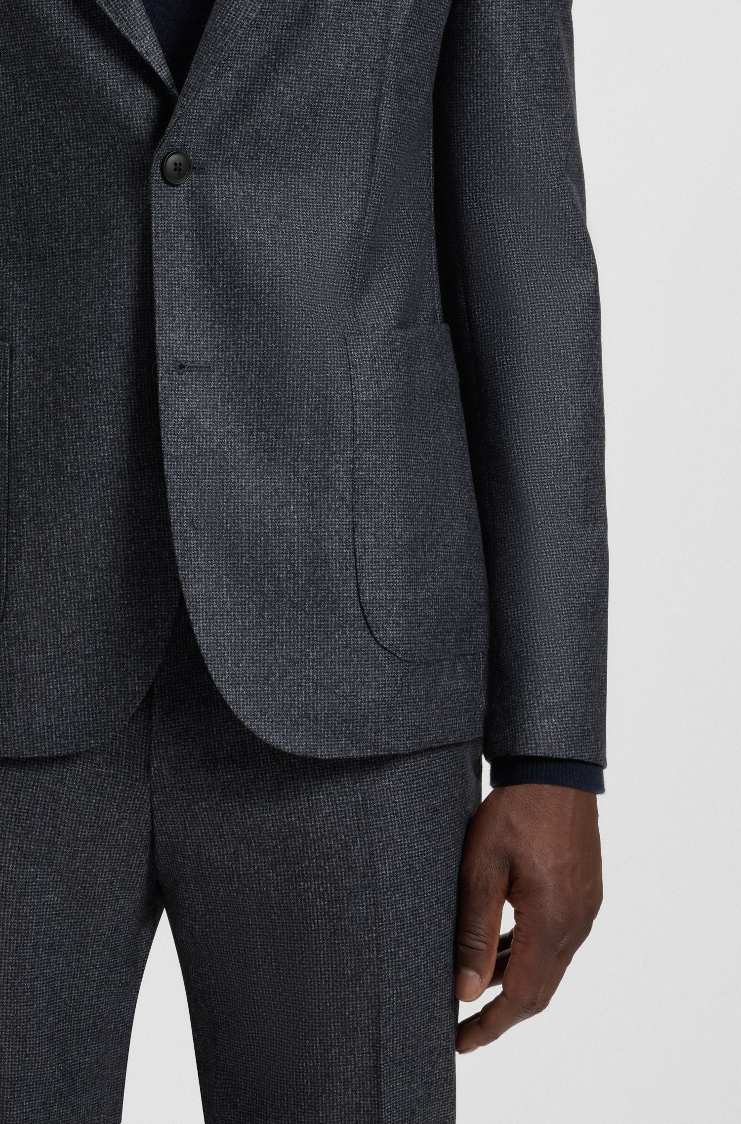 【BOSS博斯】微图案装饰羊毛修身西装外套