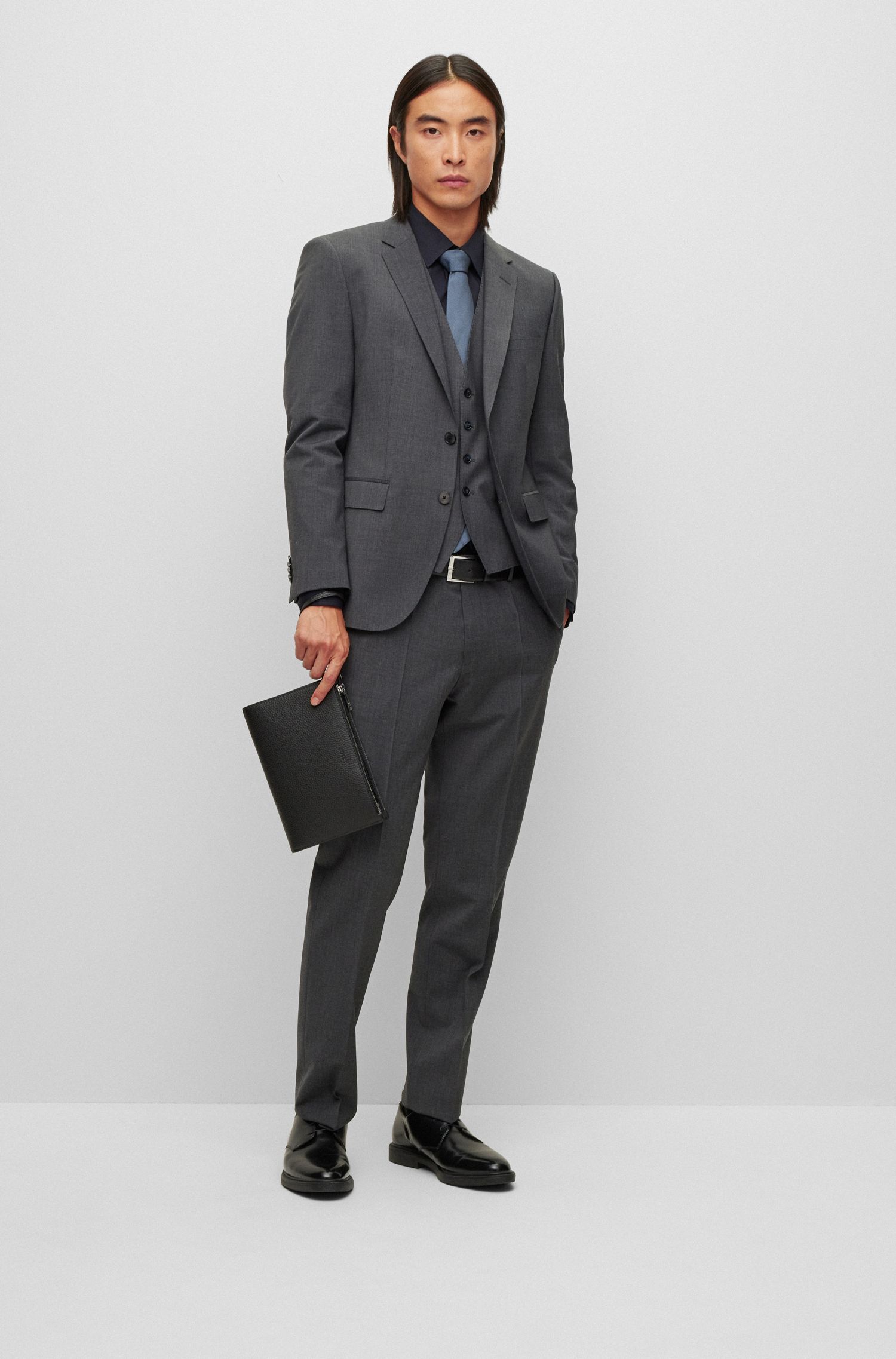 【BOSS博斯】徽标压花意大利皮革公文包