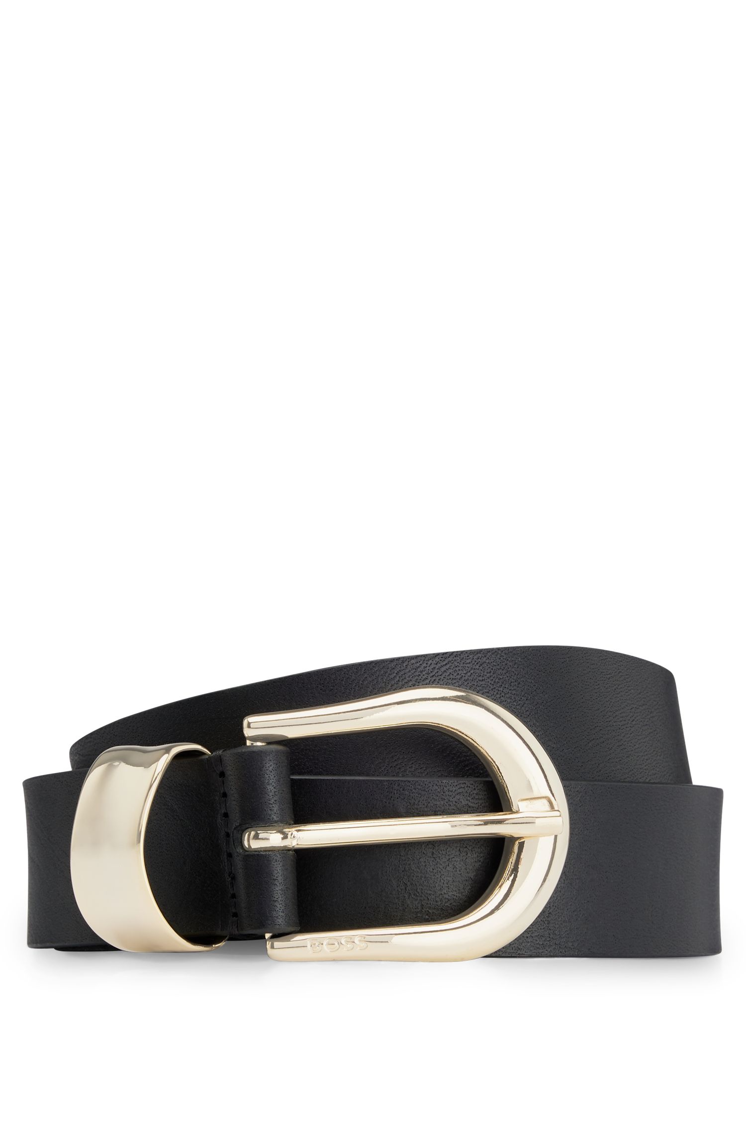 【BOSS博斯】金色搭扣和扣环意大利皮革腰带