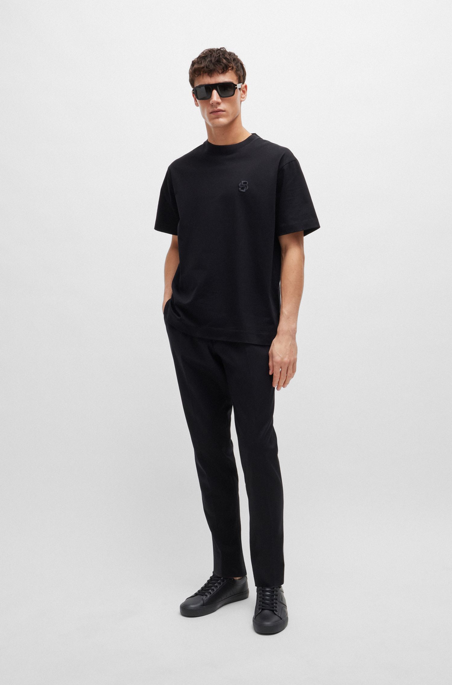 【BOSS博斯】光面和粒面混合人造皮革运动鞋