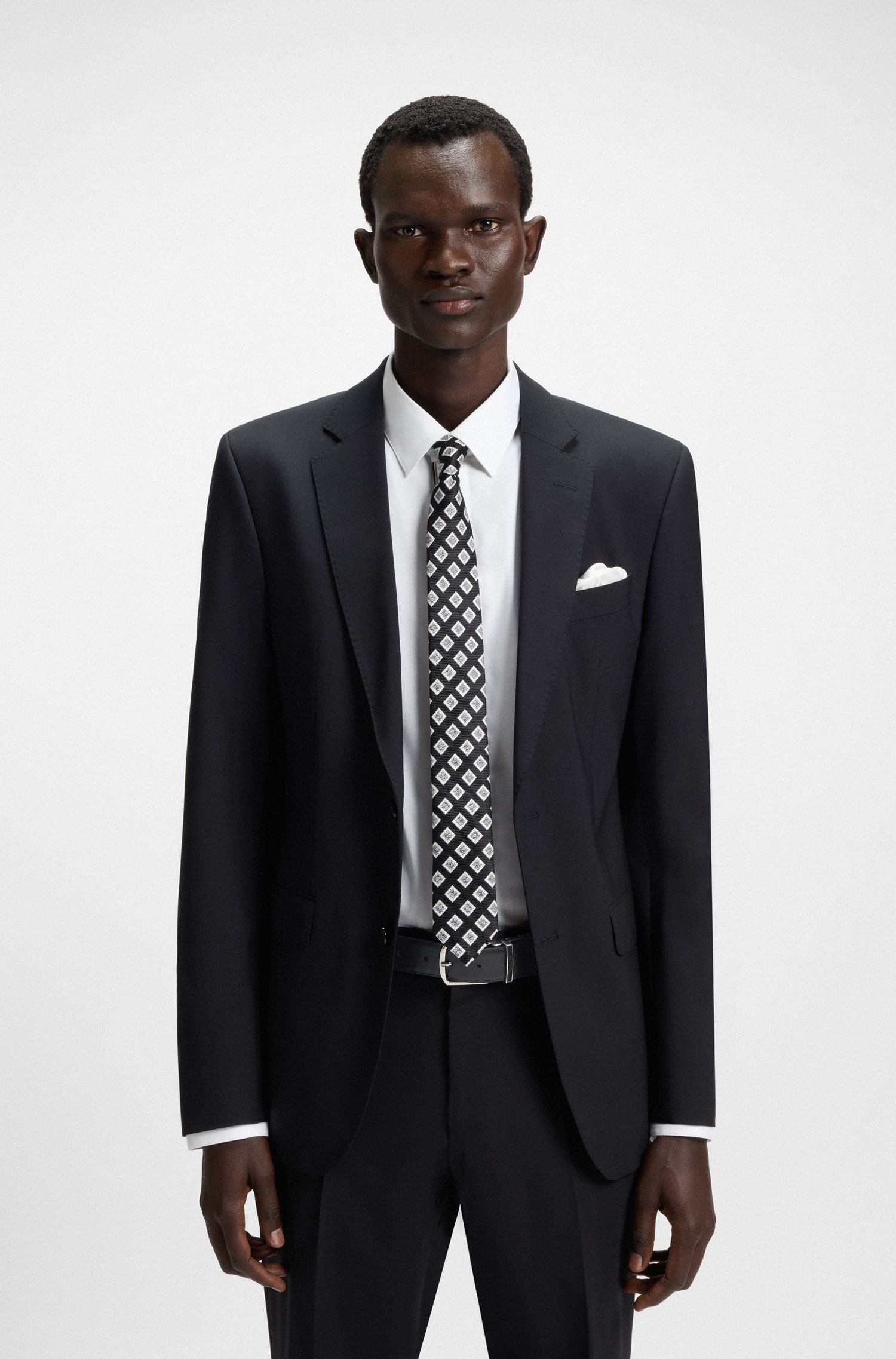 【BOSS博斯】粒面和纯色皮革双面腰带