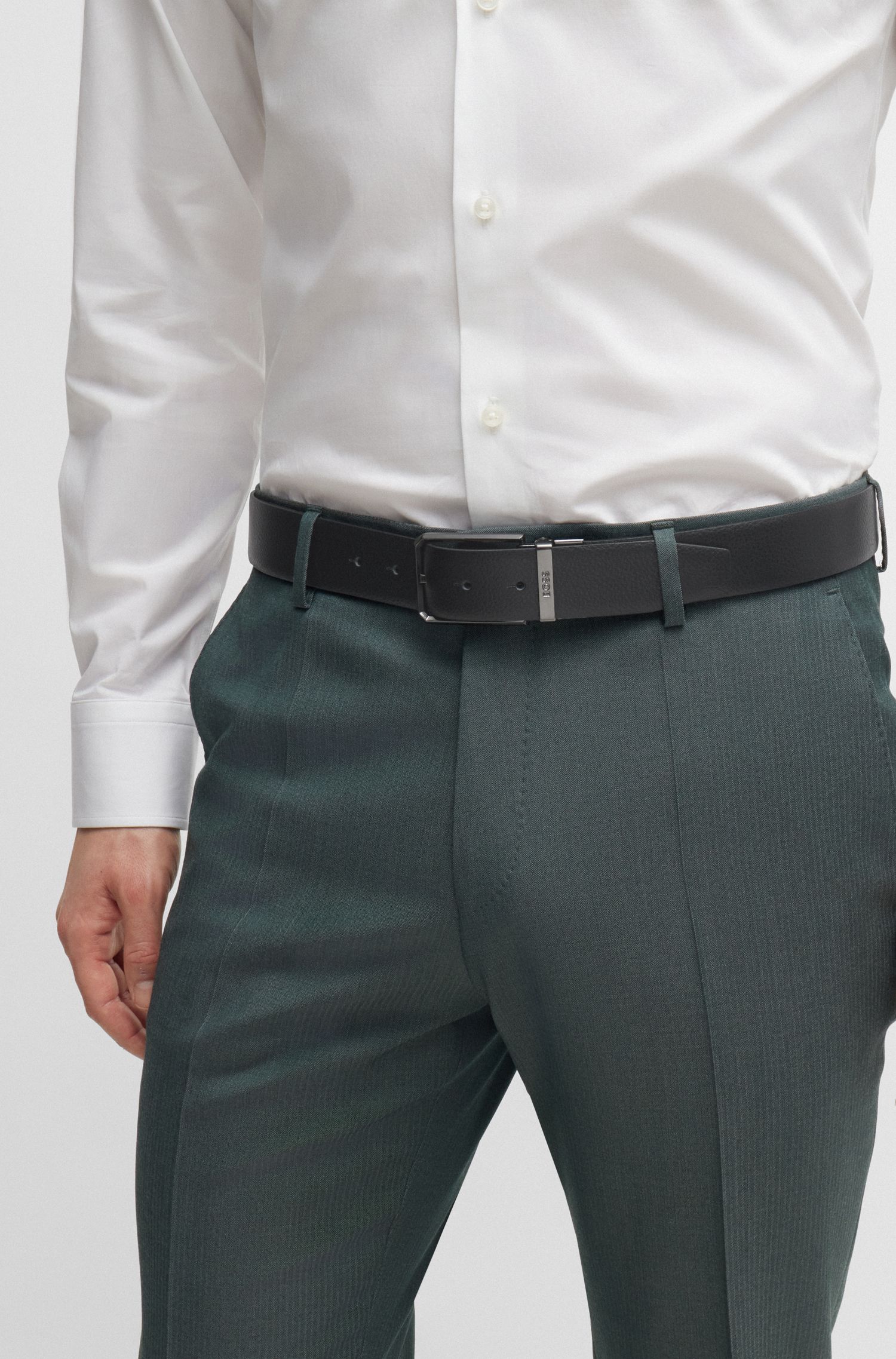 【BOSS博斯】针扣加牌扣双面皮革腰带