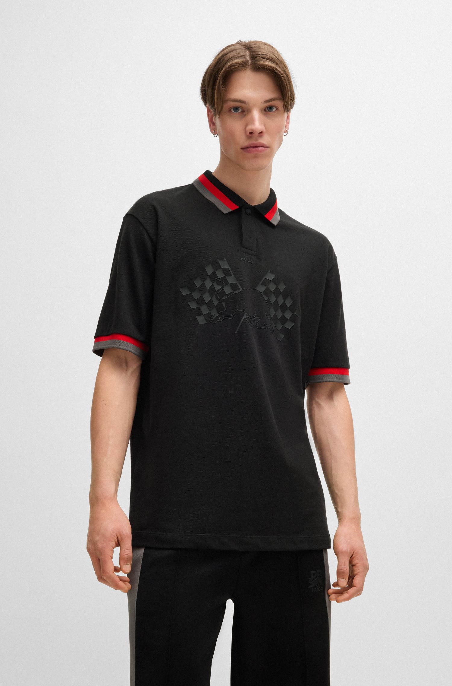 HUGO x RB 宽松版型标志性公牛图案 Polo 衫