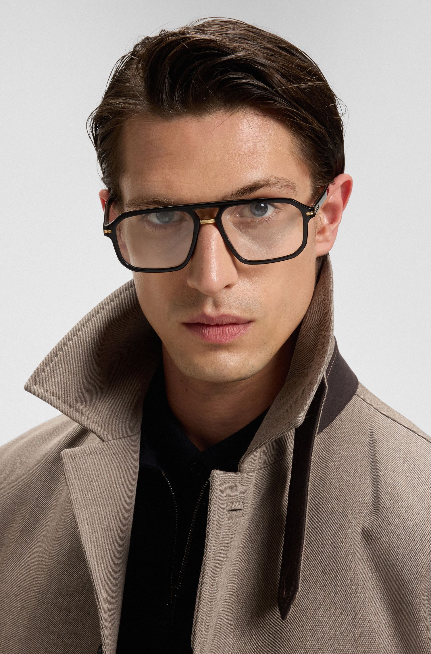 【BOSS博斯】微图案羊毛正装大衣