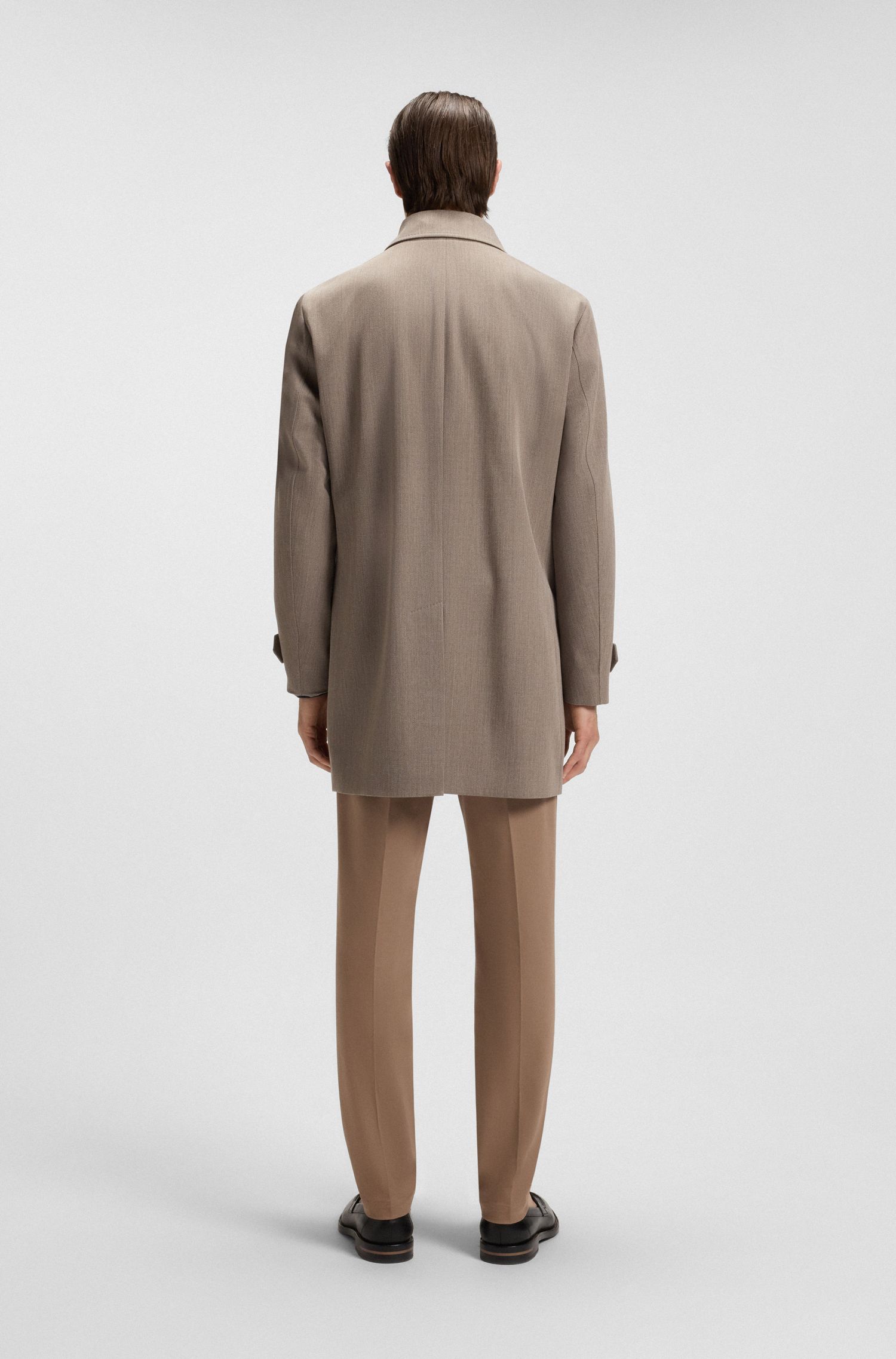 【BOSS博斯】微图案羊毛正装大衣