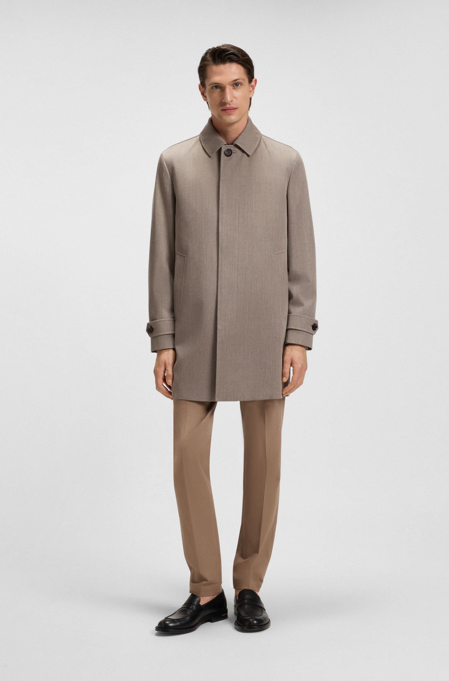 【BOSS博斯】微图案羊毛正装大衣