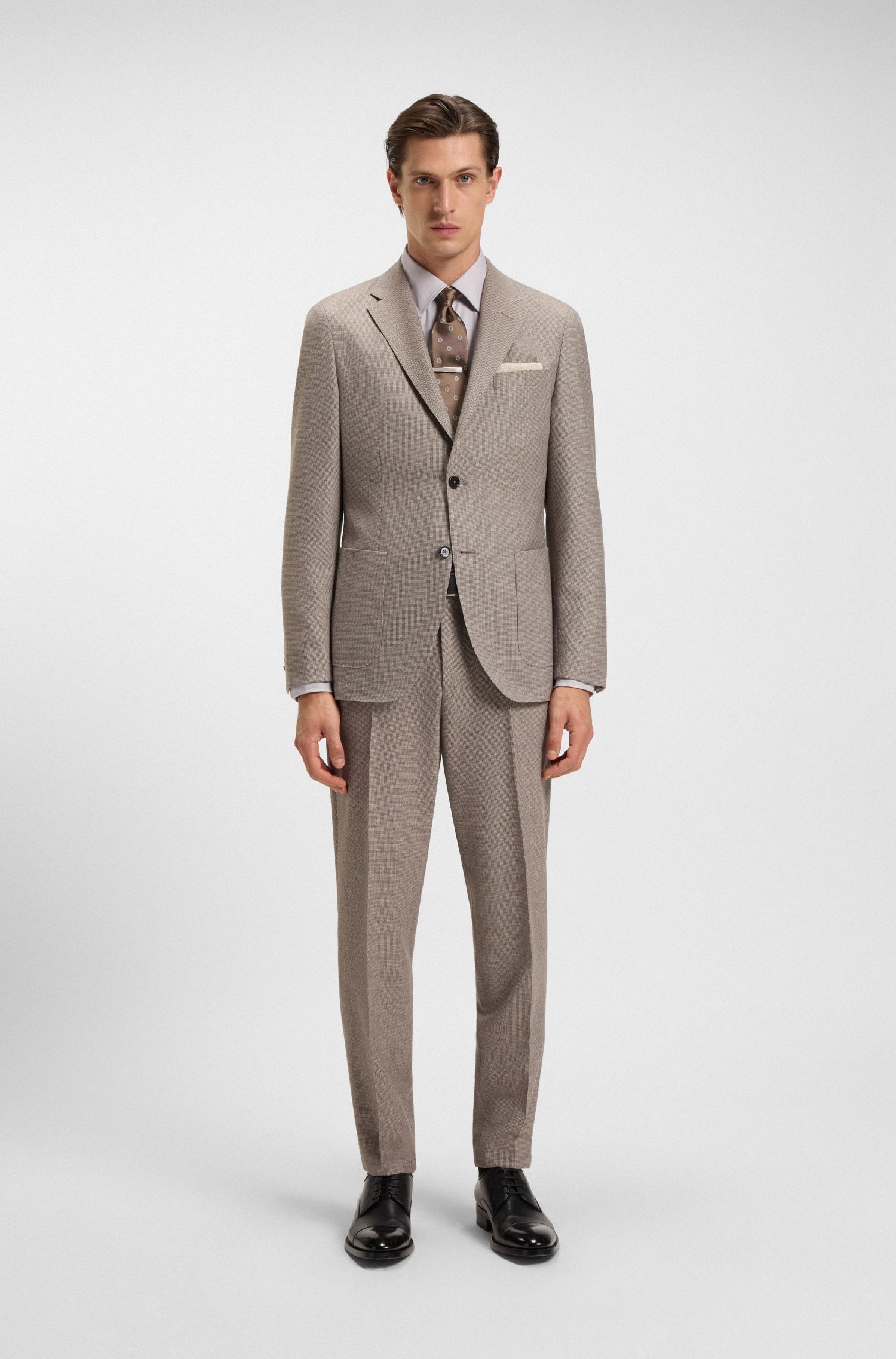 【BOSS博斯】意大利制造棉质混纺修身衬衫