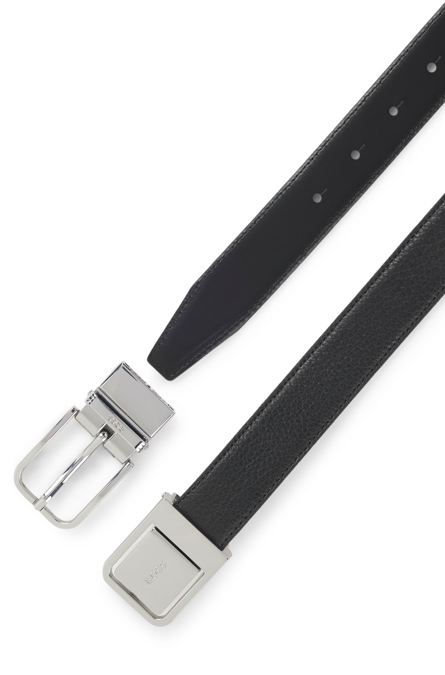 【BOSS博斯】针扣加牌扣双面意大利皮革腰带