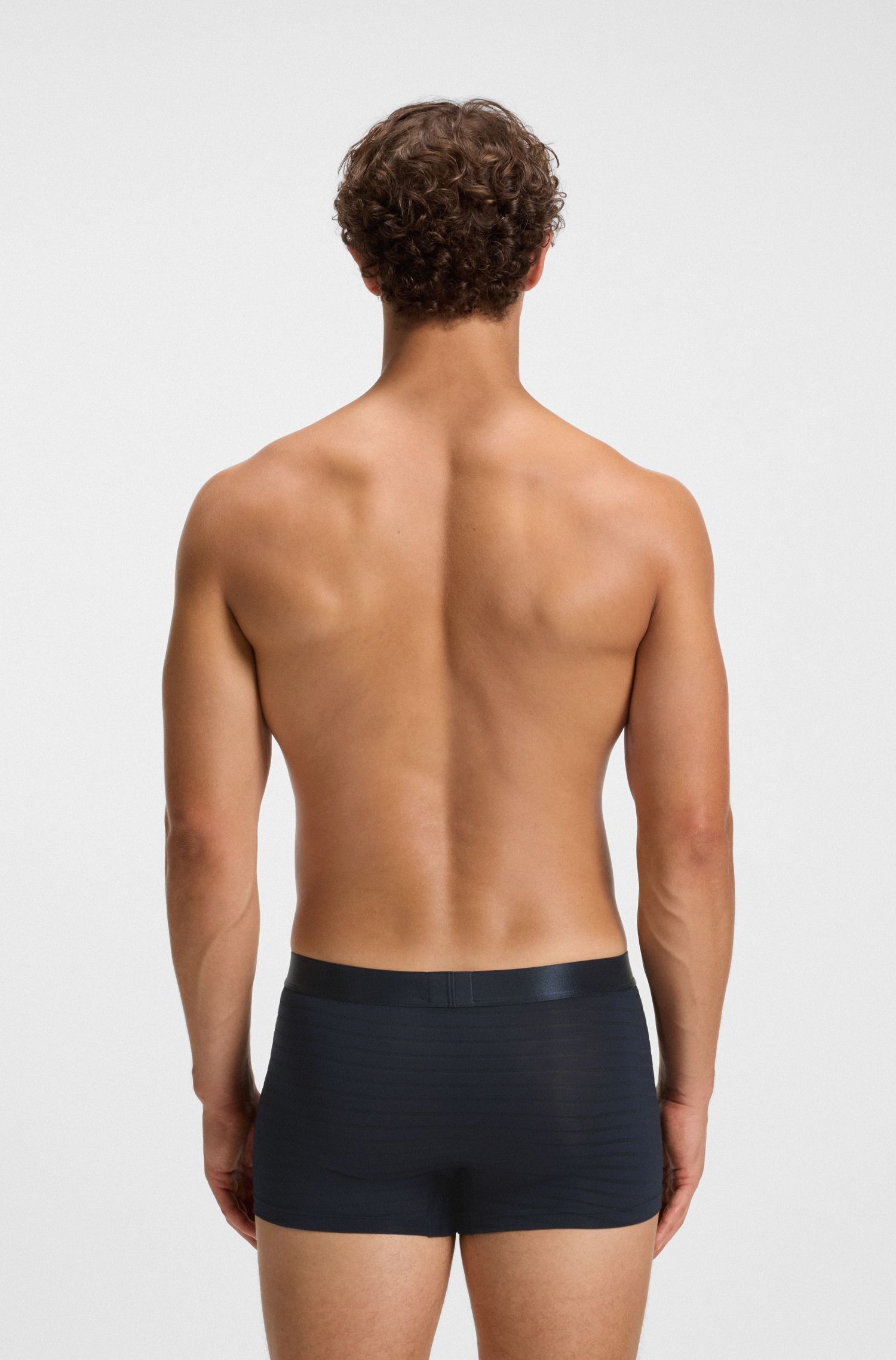 【BOSS博斯】弹力莫代尔混纺亮光条纹平角内裤