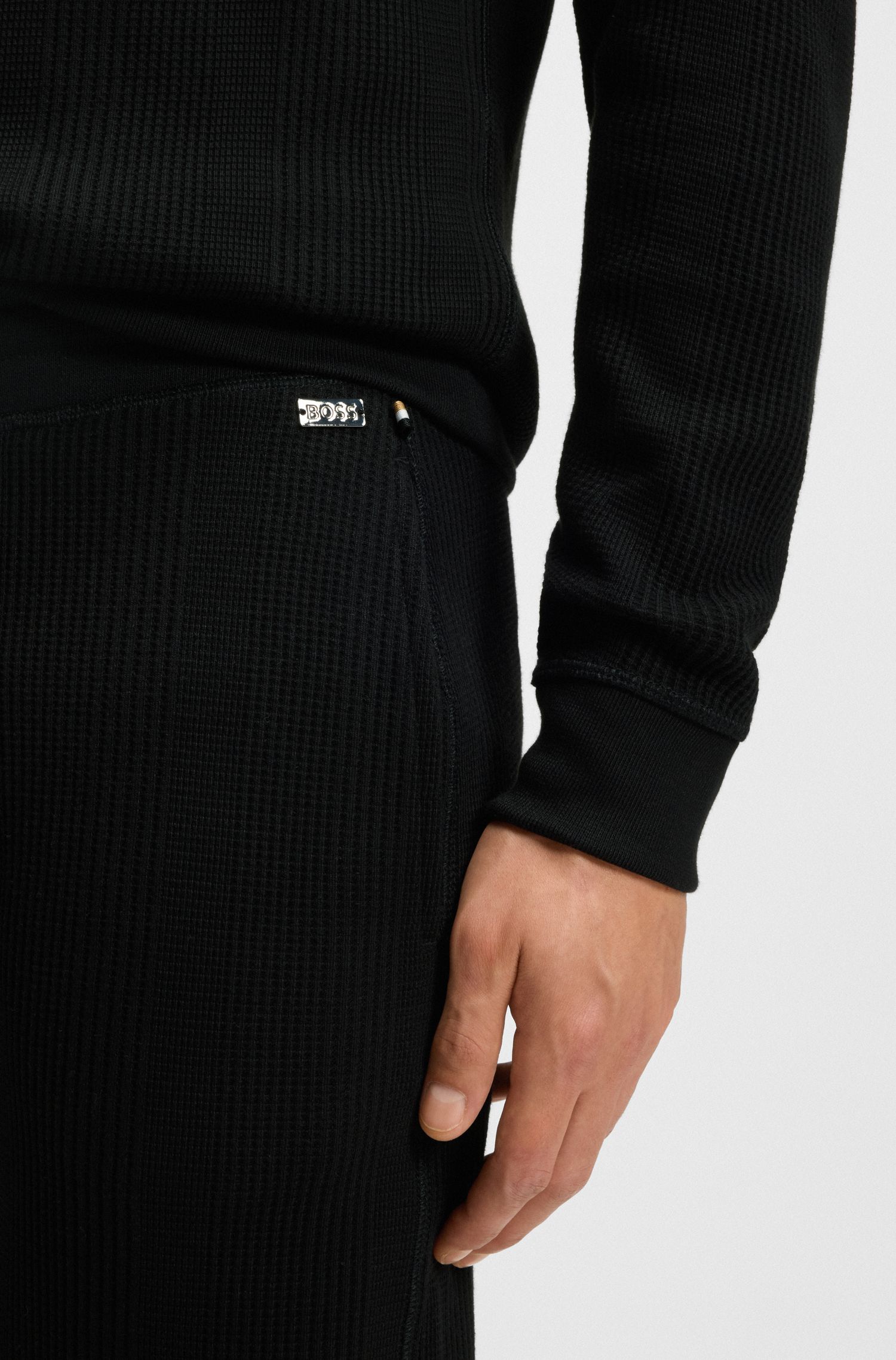 【BOSS博斯】徽标铭牌棉质混纺运动裤