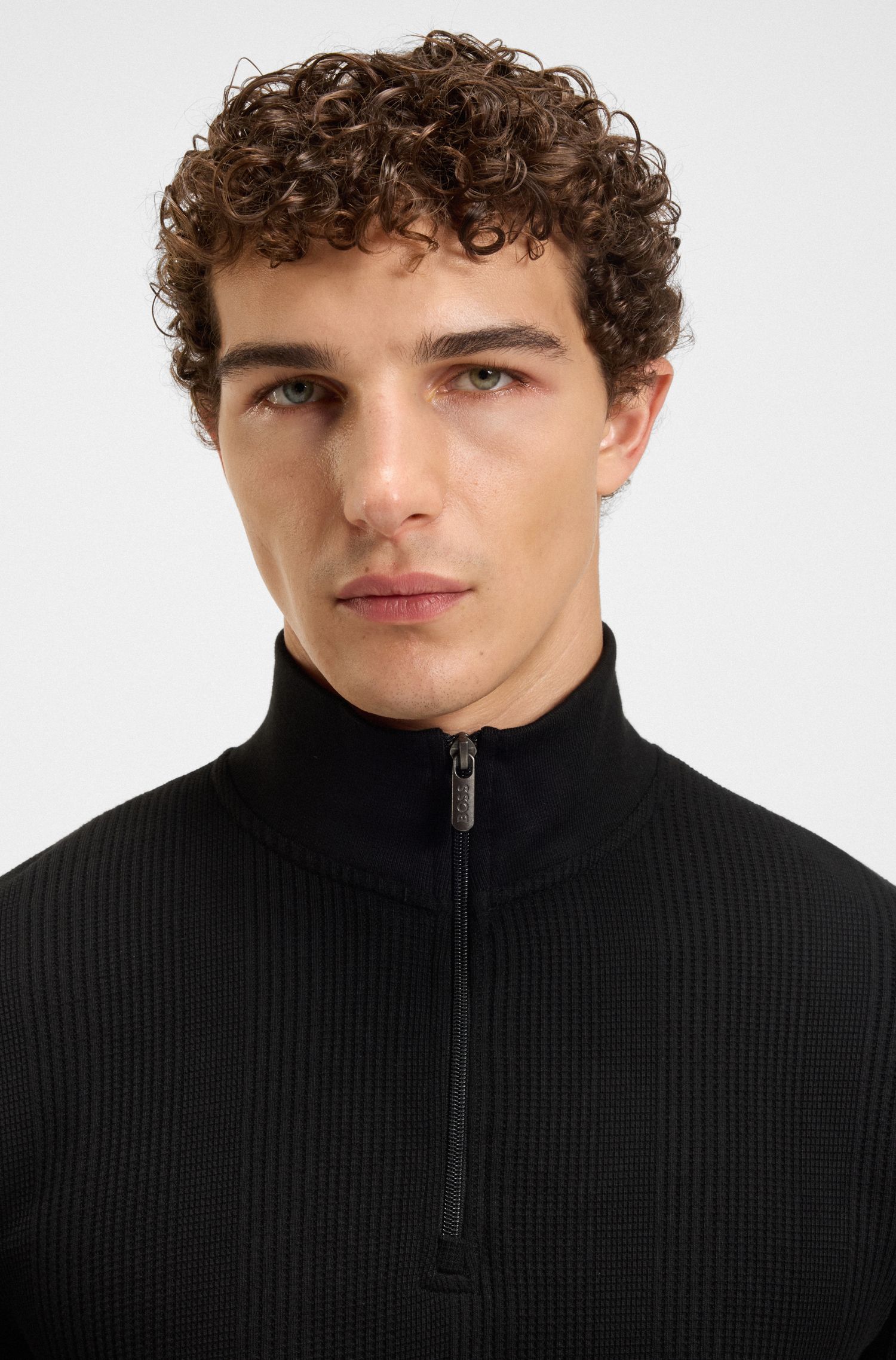 【BOSS博斯】棉质混纺拉链领运动衫