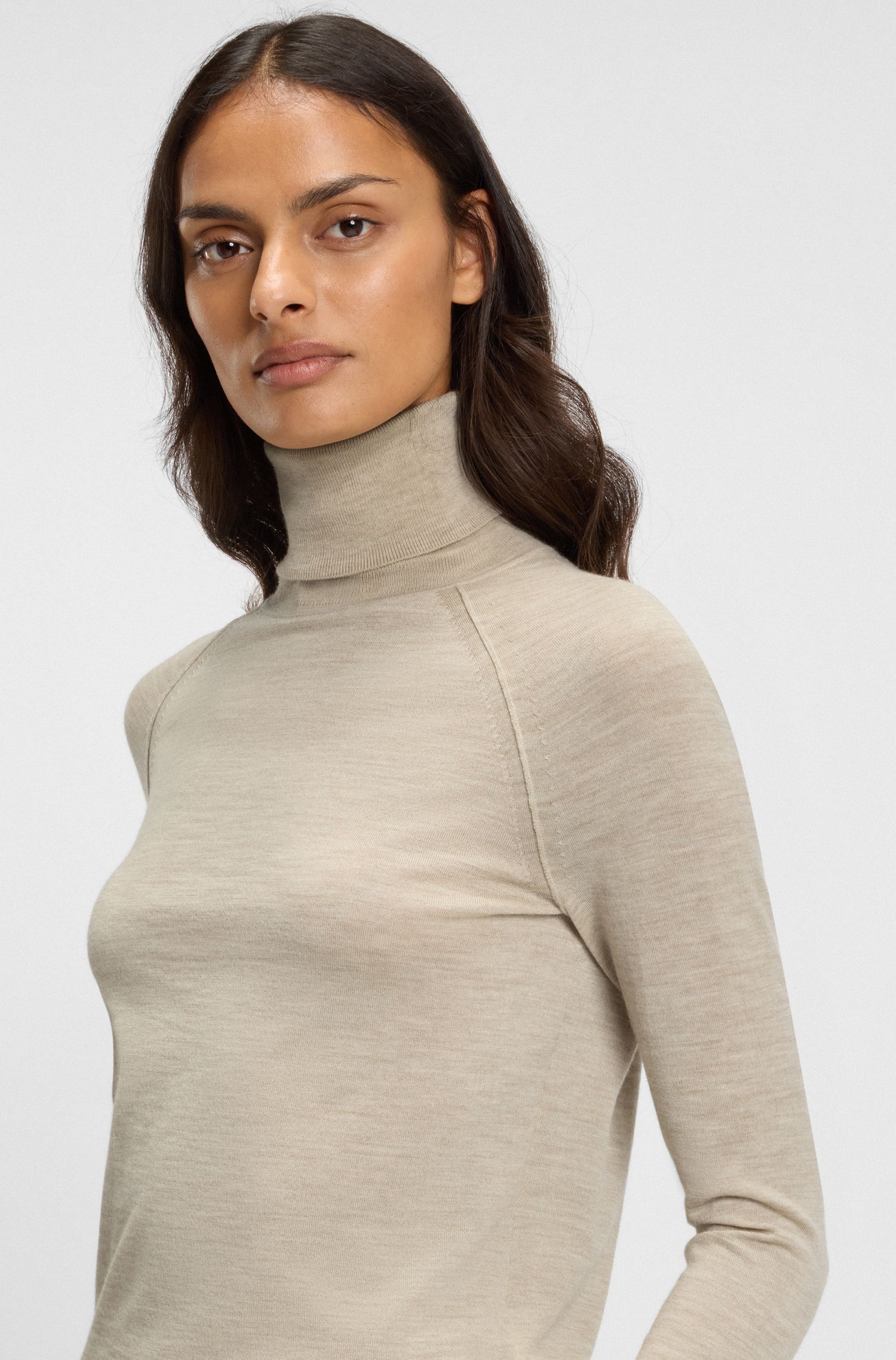 【BOSS博斯】美利奴羊毛高翻领毛衣