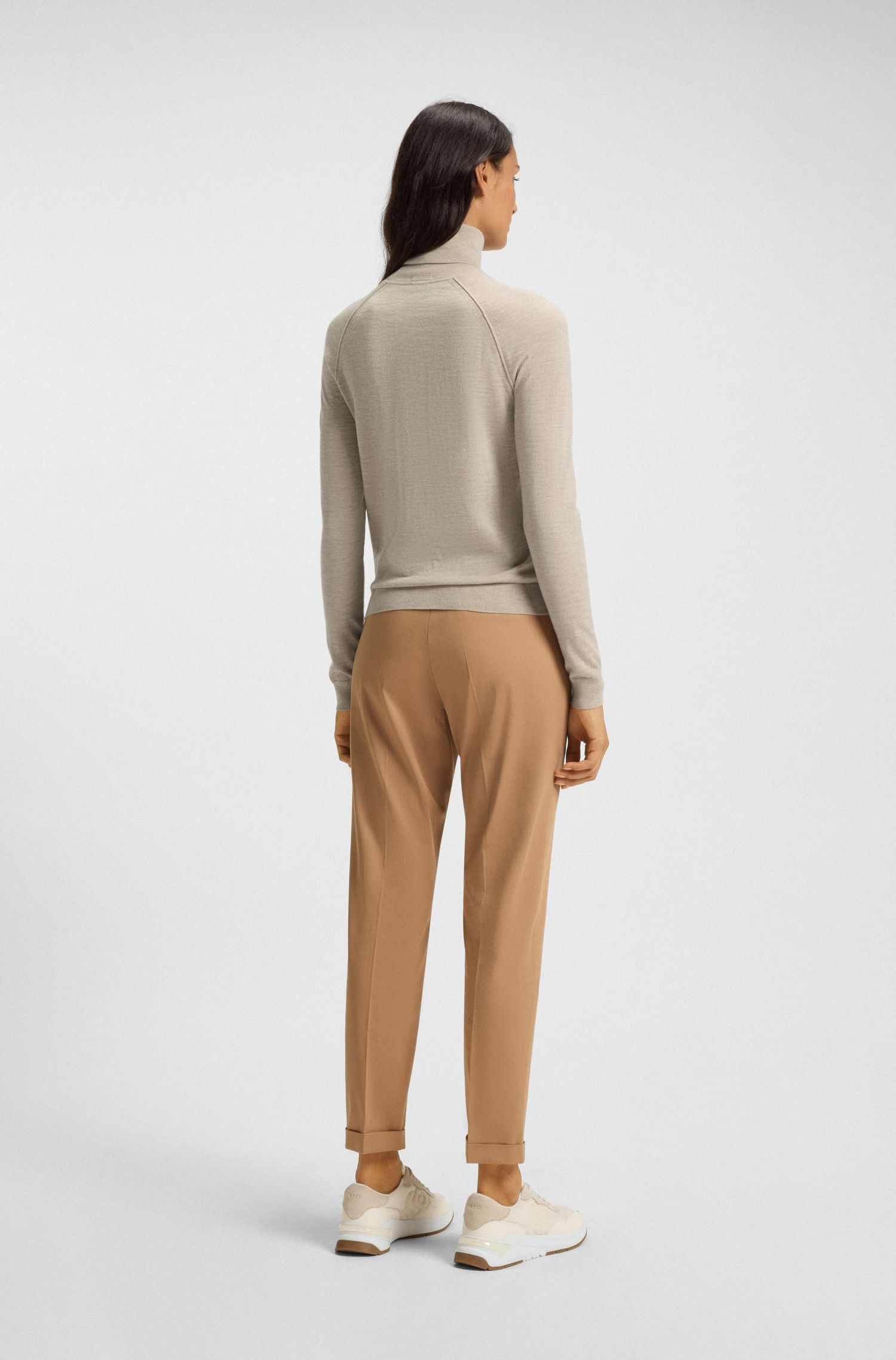 【BOSS博斯】美利奴羊毛高翻领毛衣