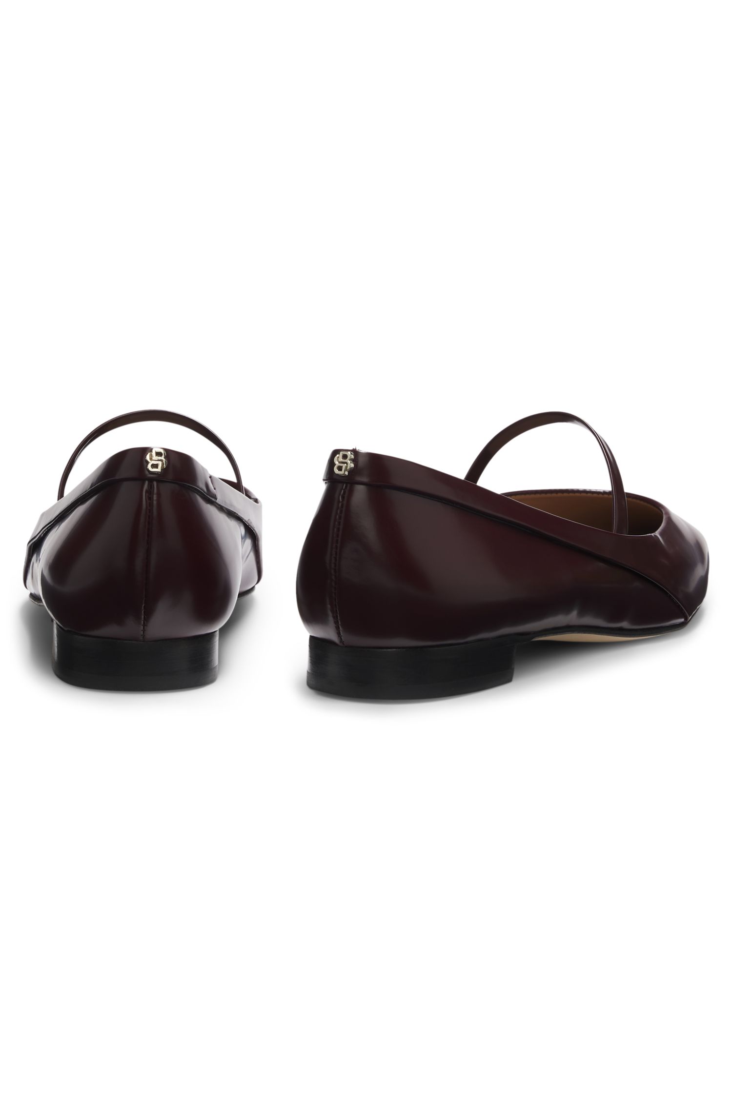 【BOSS博斯】带饰细节抛光皮革芭蕾舞鞋