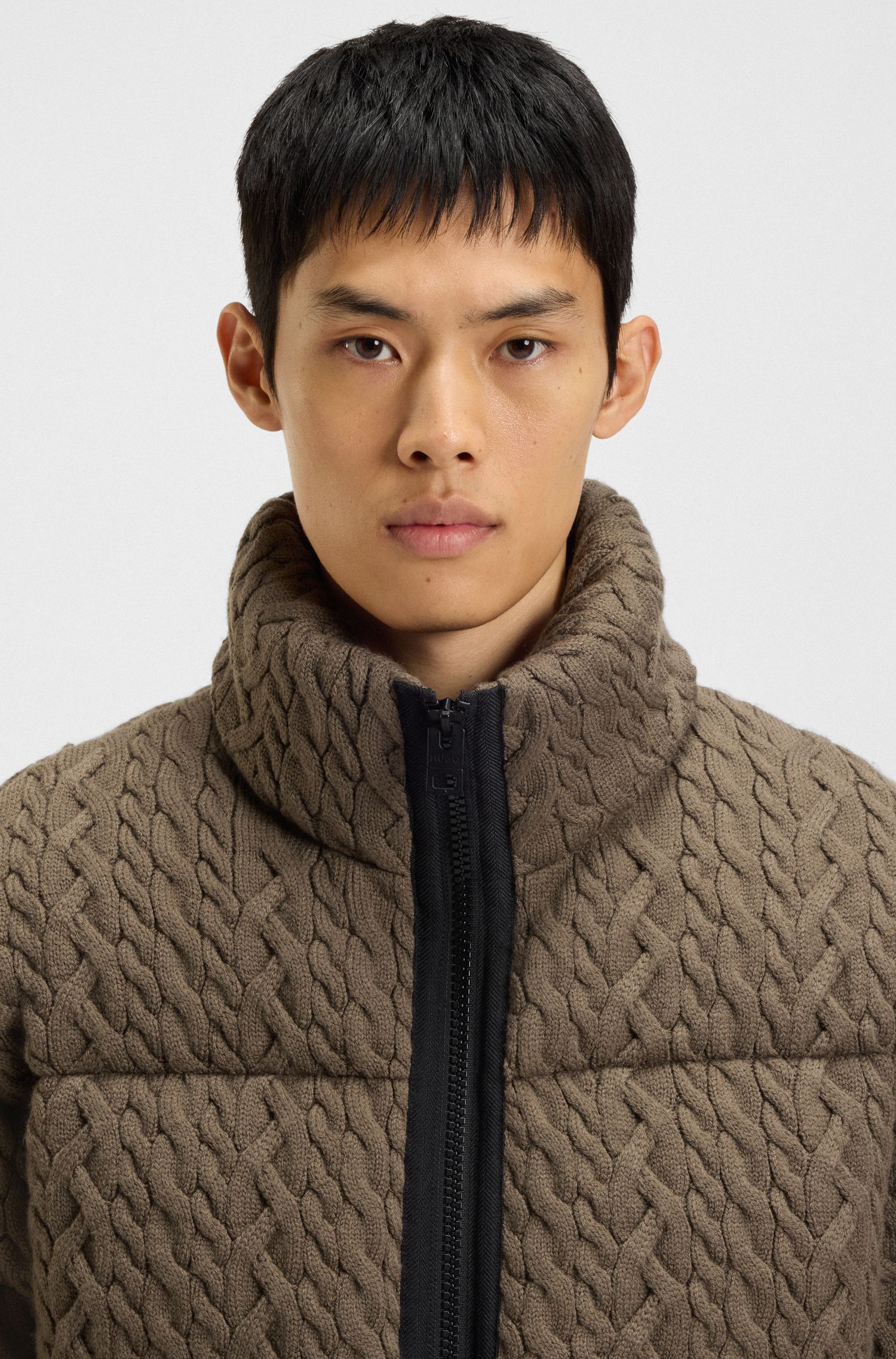 【HUGO雨果】绞花针织结构羽绒夹克