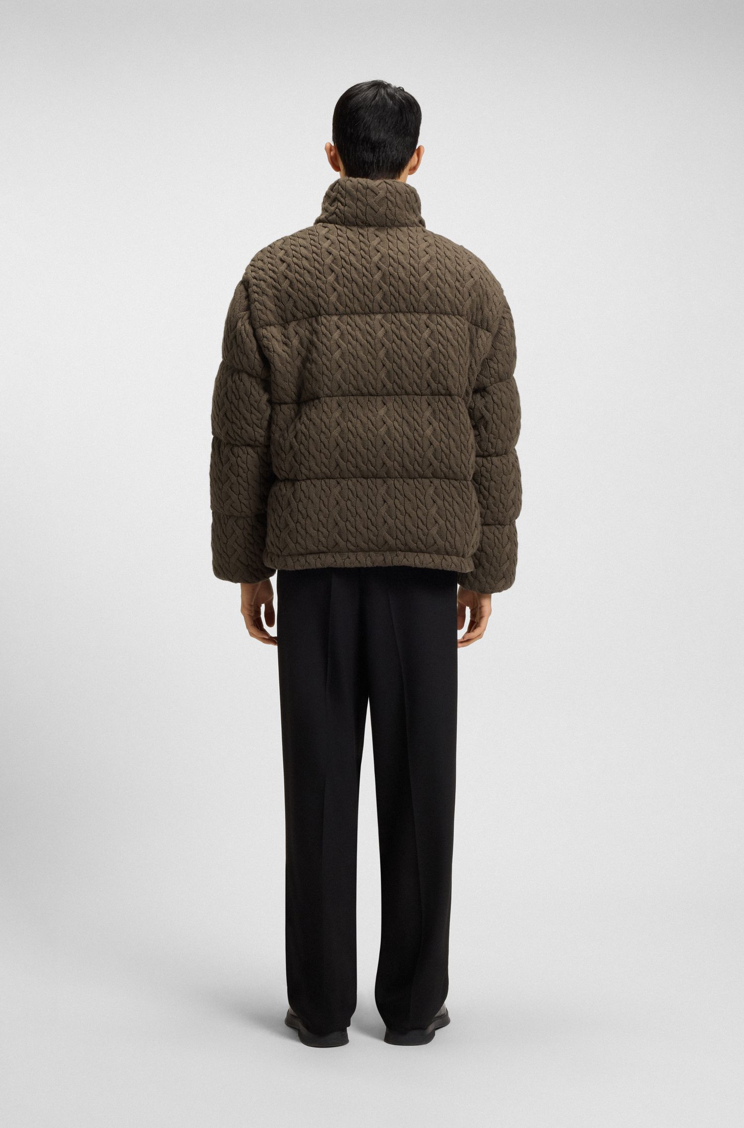 【HUGO雨果】绞花针织结构羽绒夹克