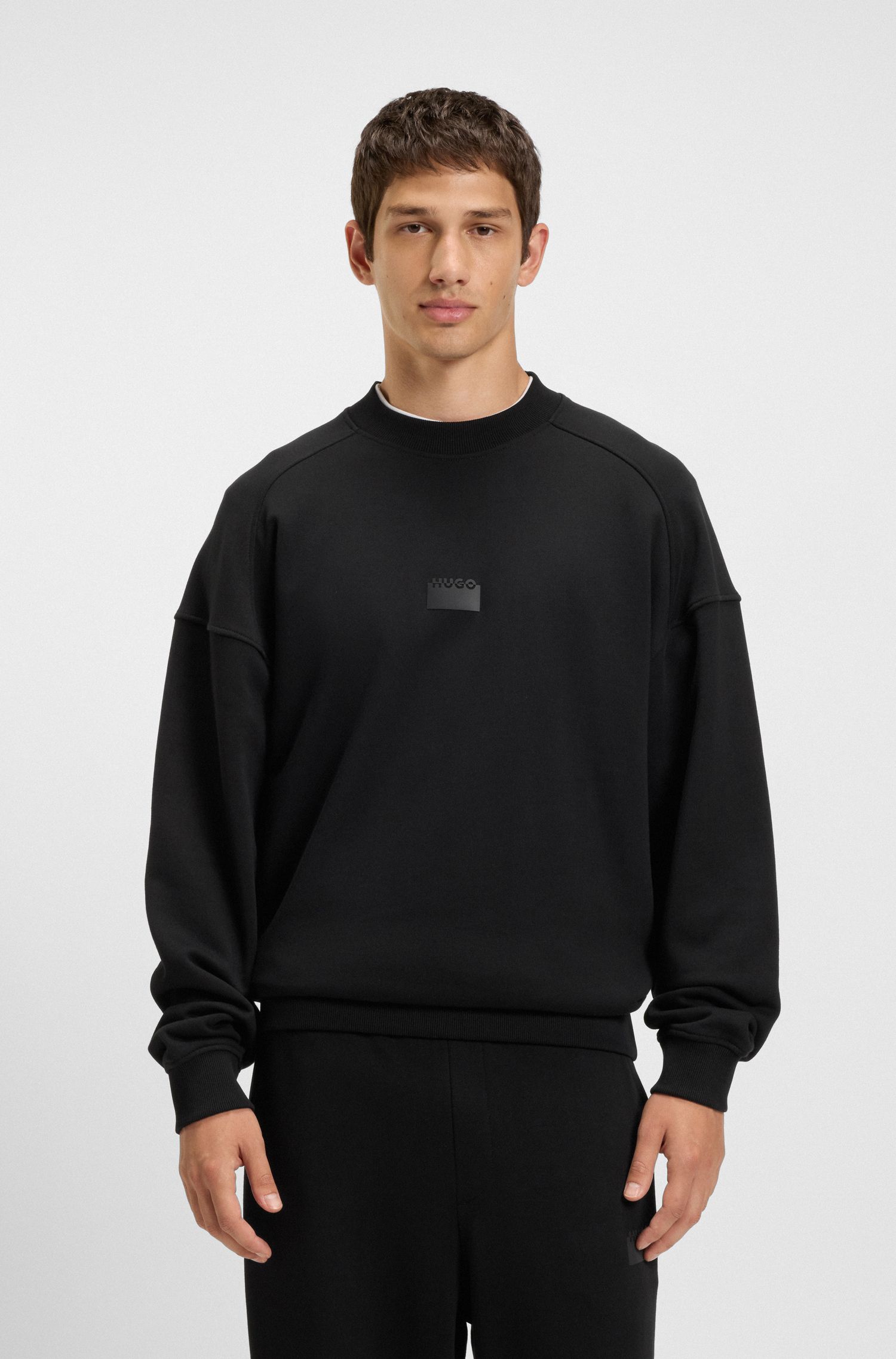 【HUGO雨果】分割徽标印花棉质毛圈布卫衣