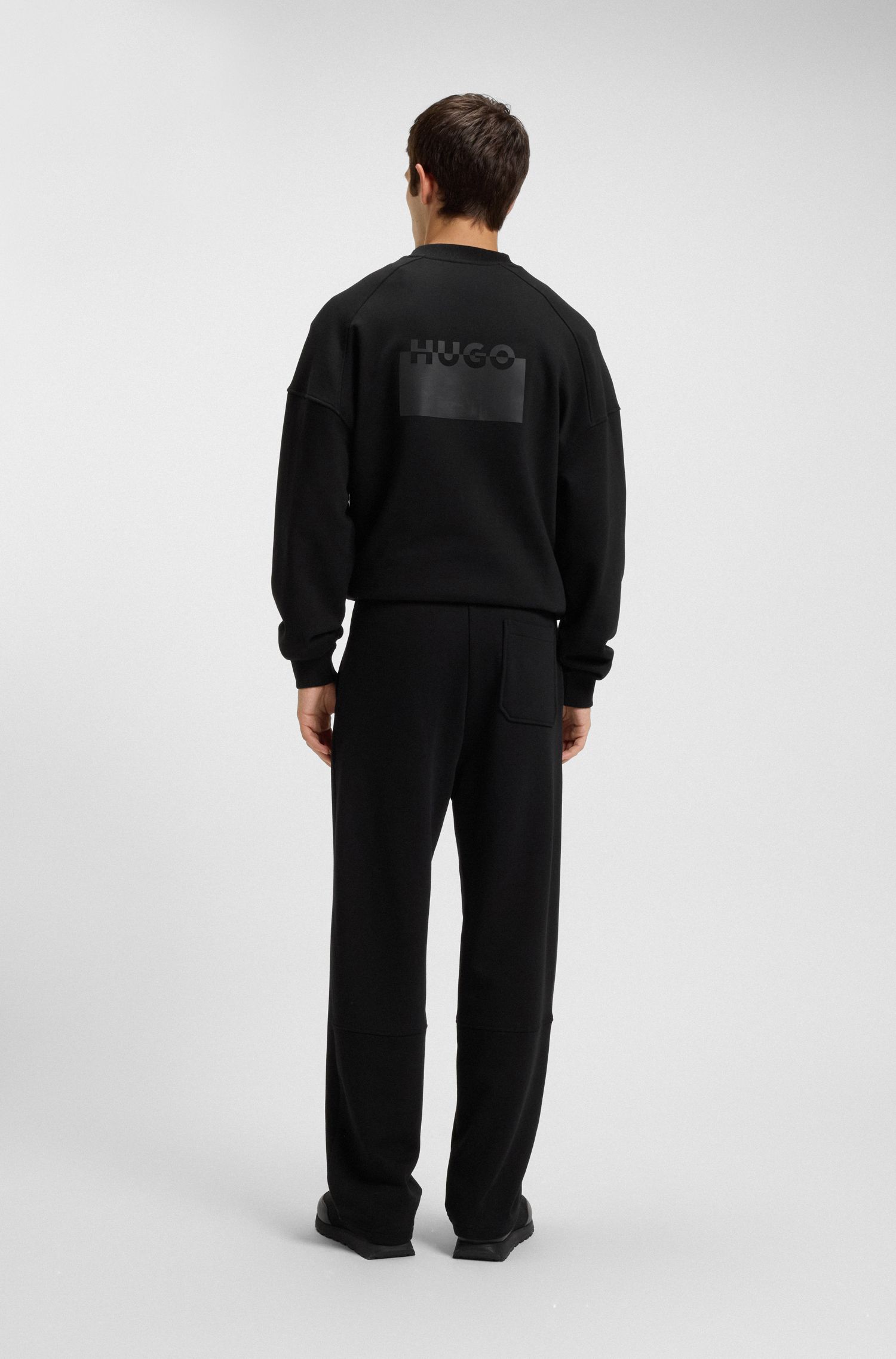 【HUGO雨果】分割徽标印花棉质毛圈布运动裤