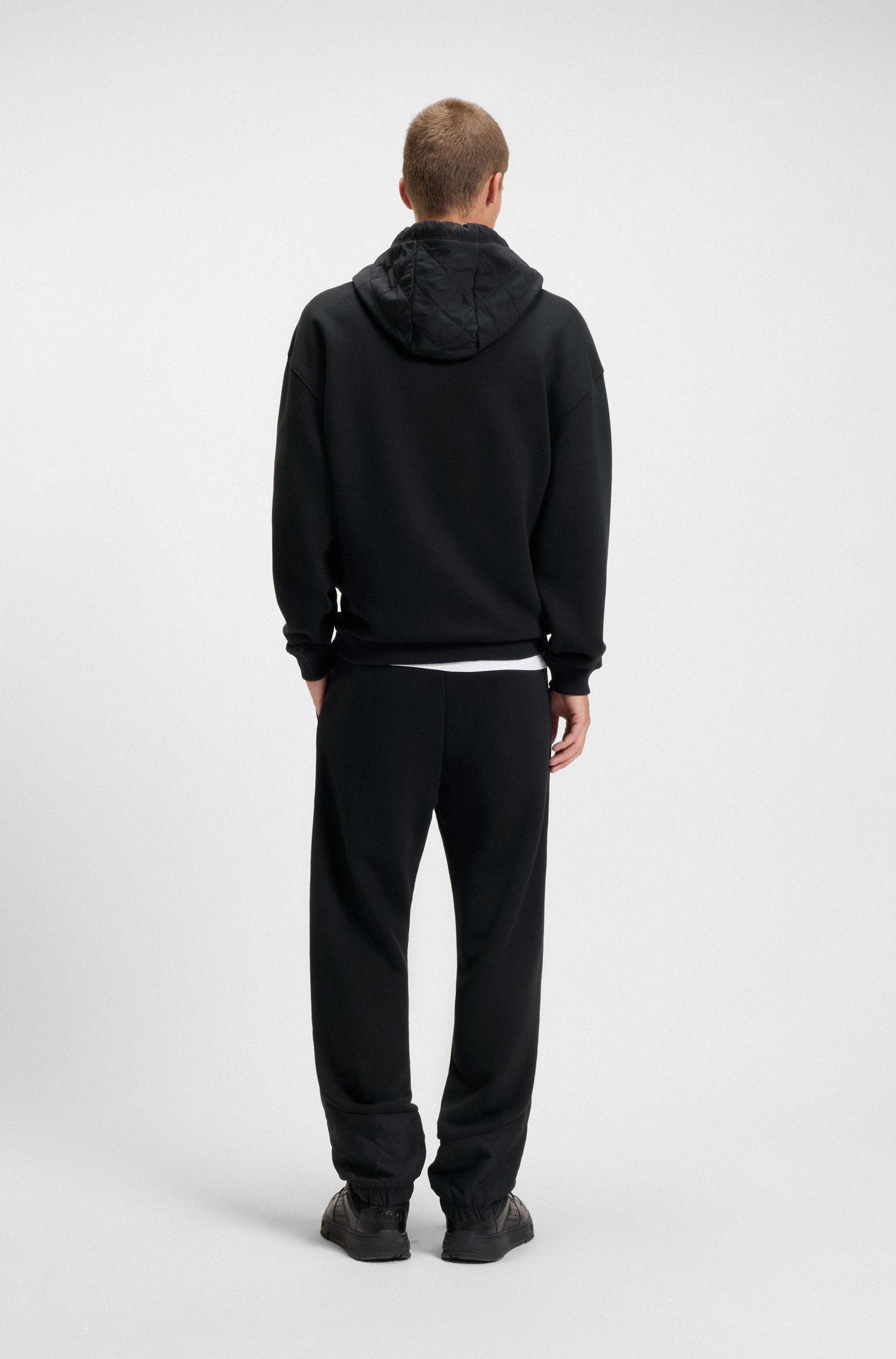 【HUGO雨果】堆叠徽标棉质混纺连帽衫