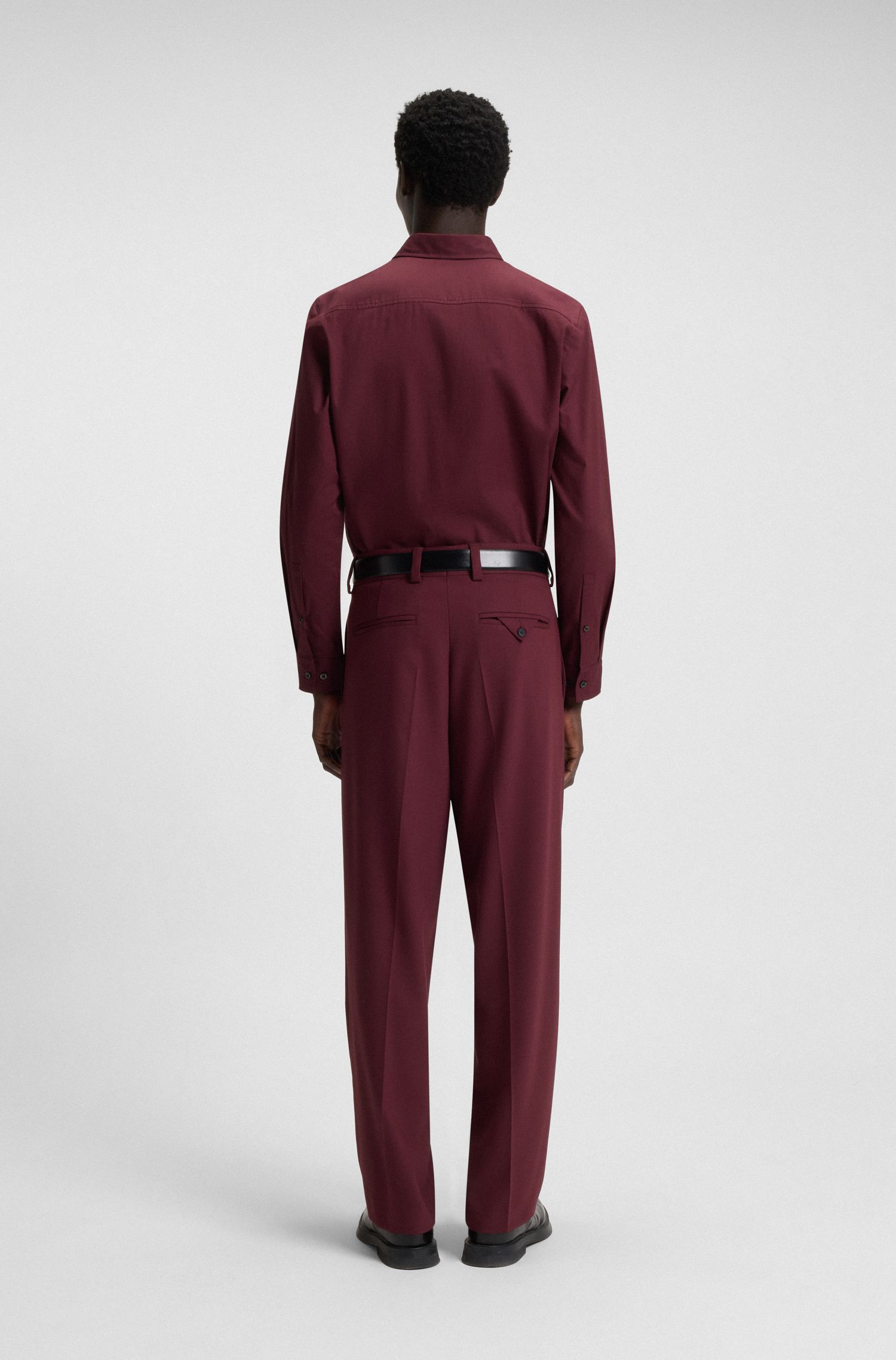 【HUGO雨果】磨毛棉质法兰绒宽松版型衬衫