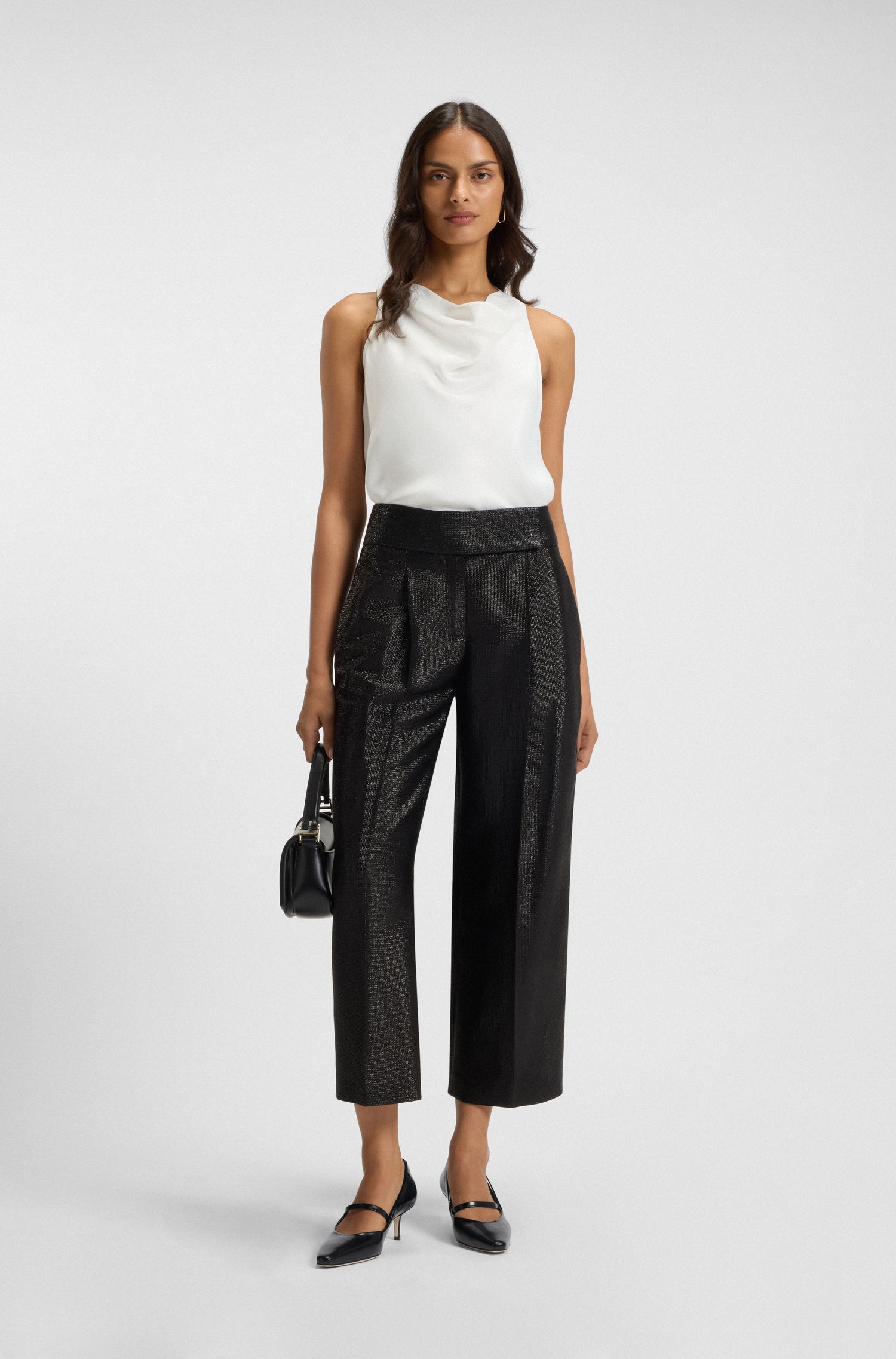 【BOSS博斯】带饰细节抛光皮革高跟鞋