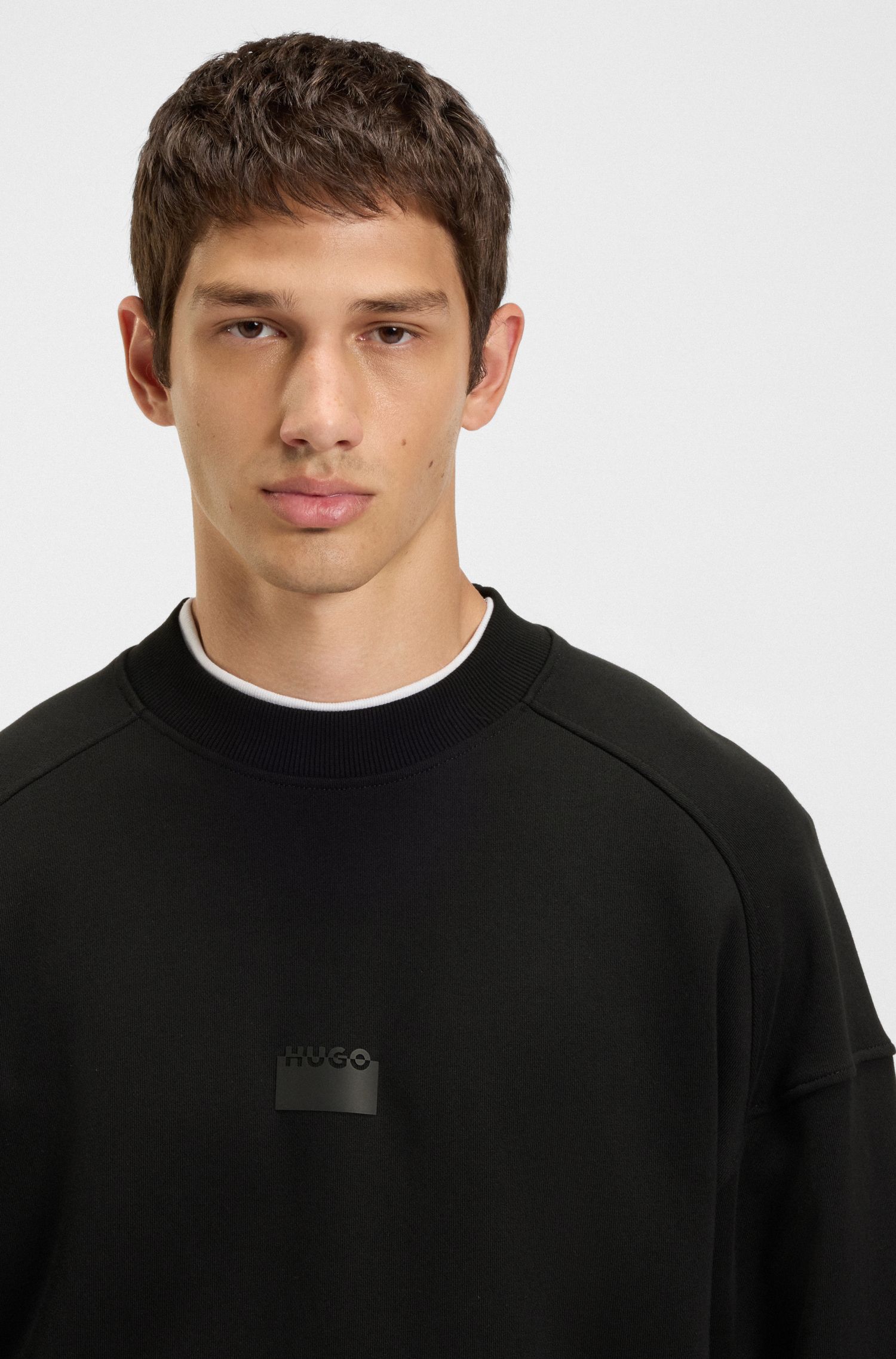 【HUGO雨果】分割徽标印花棉质毛圈布卫衣