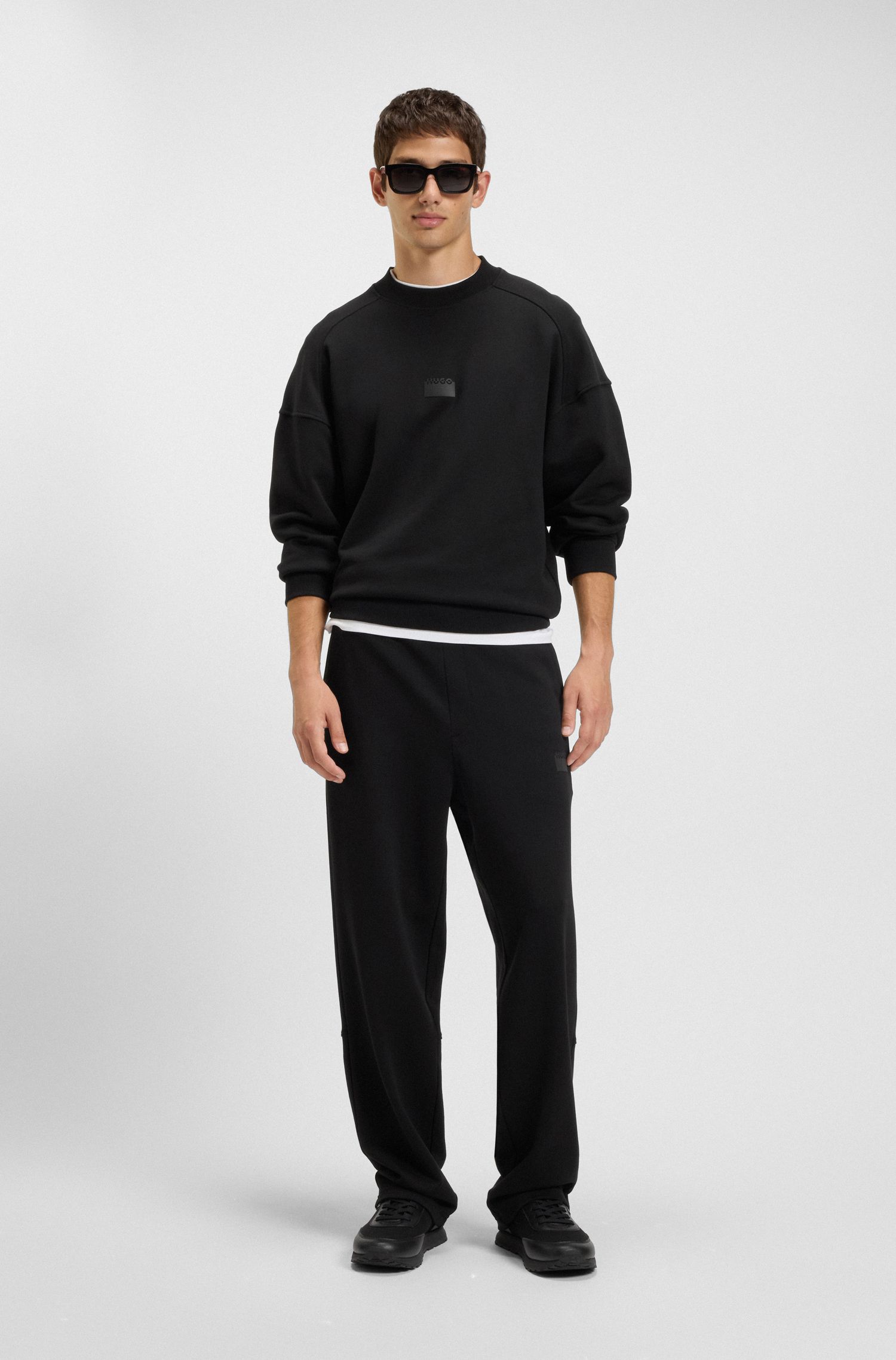 【HUGO雨果】分割徽标印花棉质毛圈布运动裤