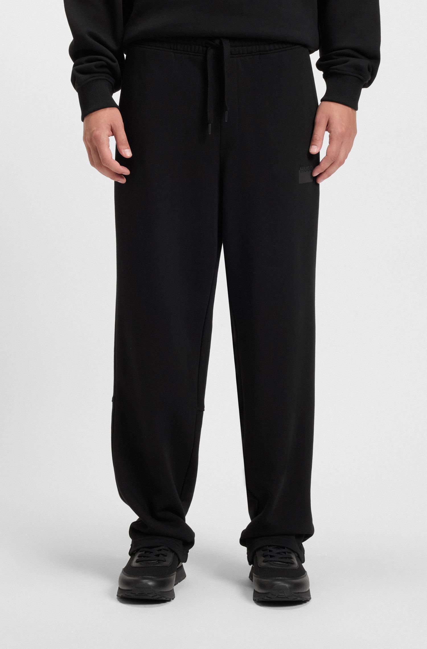 【HUGO雨果】分割徽标印花棉质毛圈布运动裤