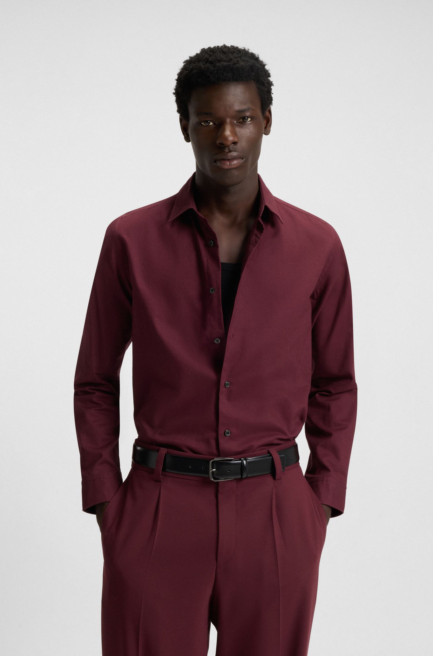 【HUGO雨果】磨毛棉质法兰绒宽松版型衬衫