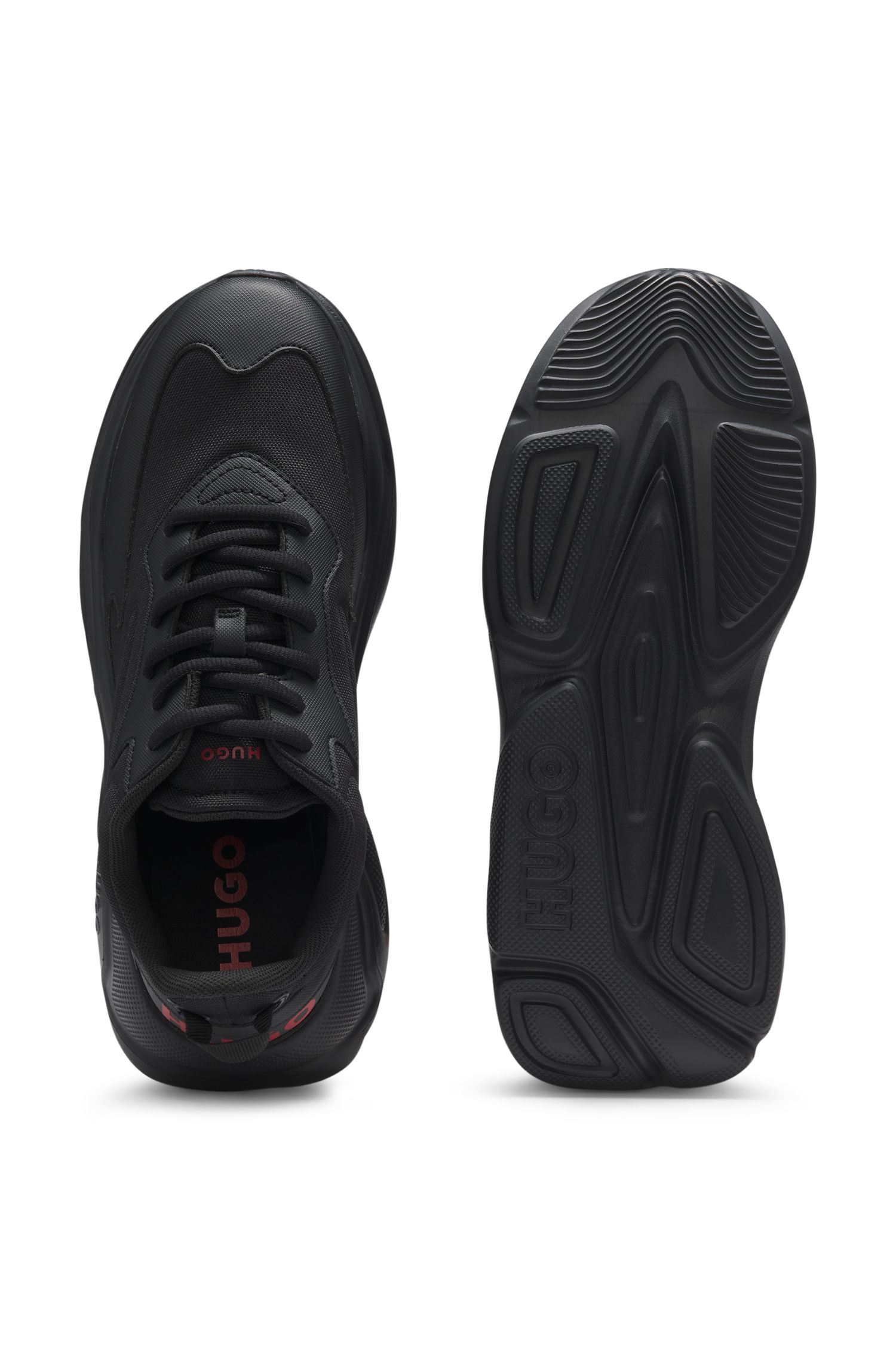 【HUGO雨果】帆布效果面料徽标后跟运动鞋